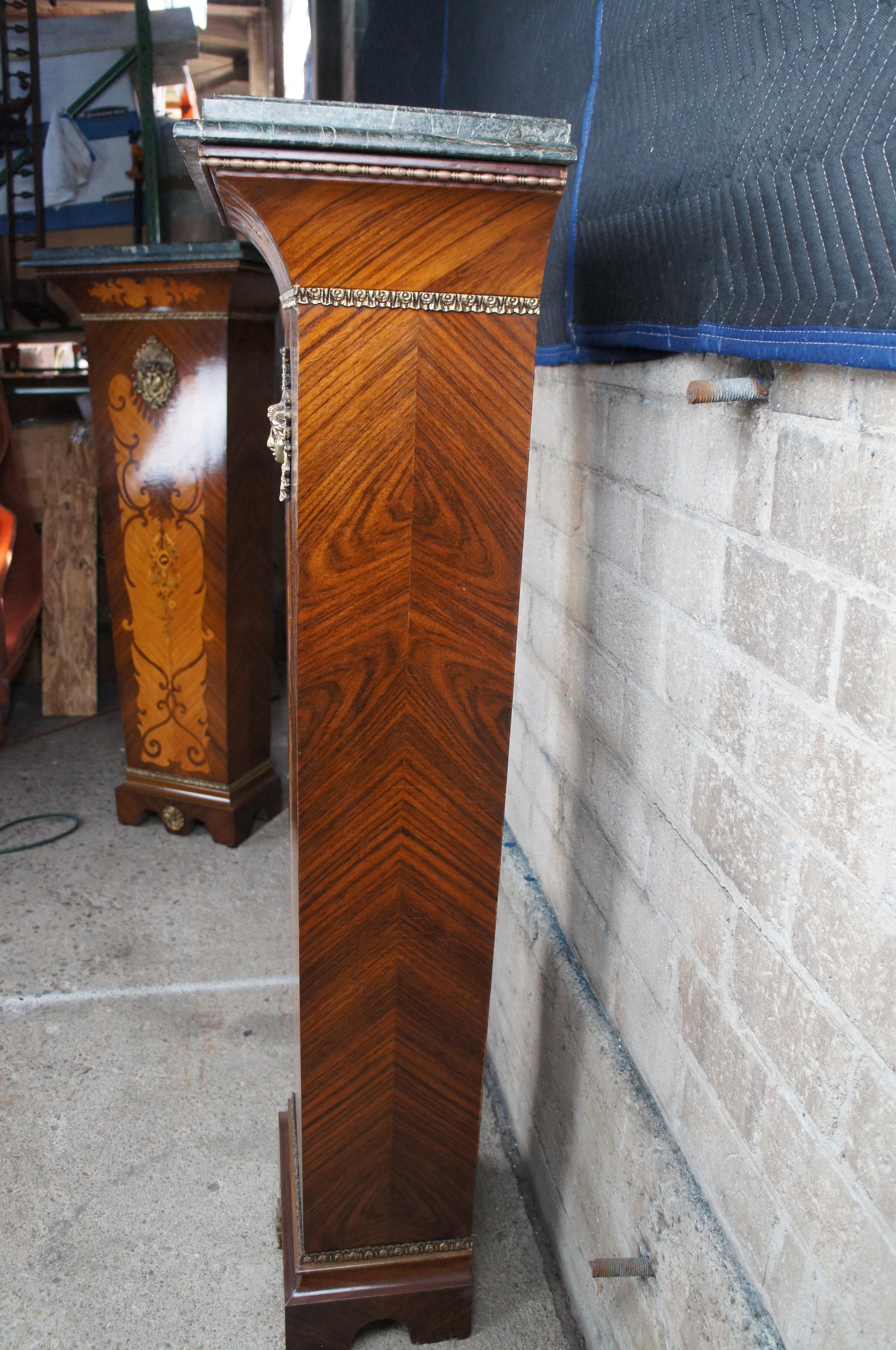 2 French Louis XV Walnut Fruitwood Parquetry Sculpture Stand Pedestals 55