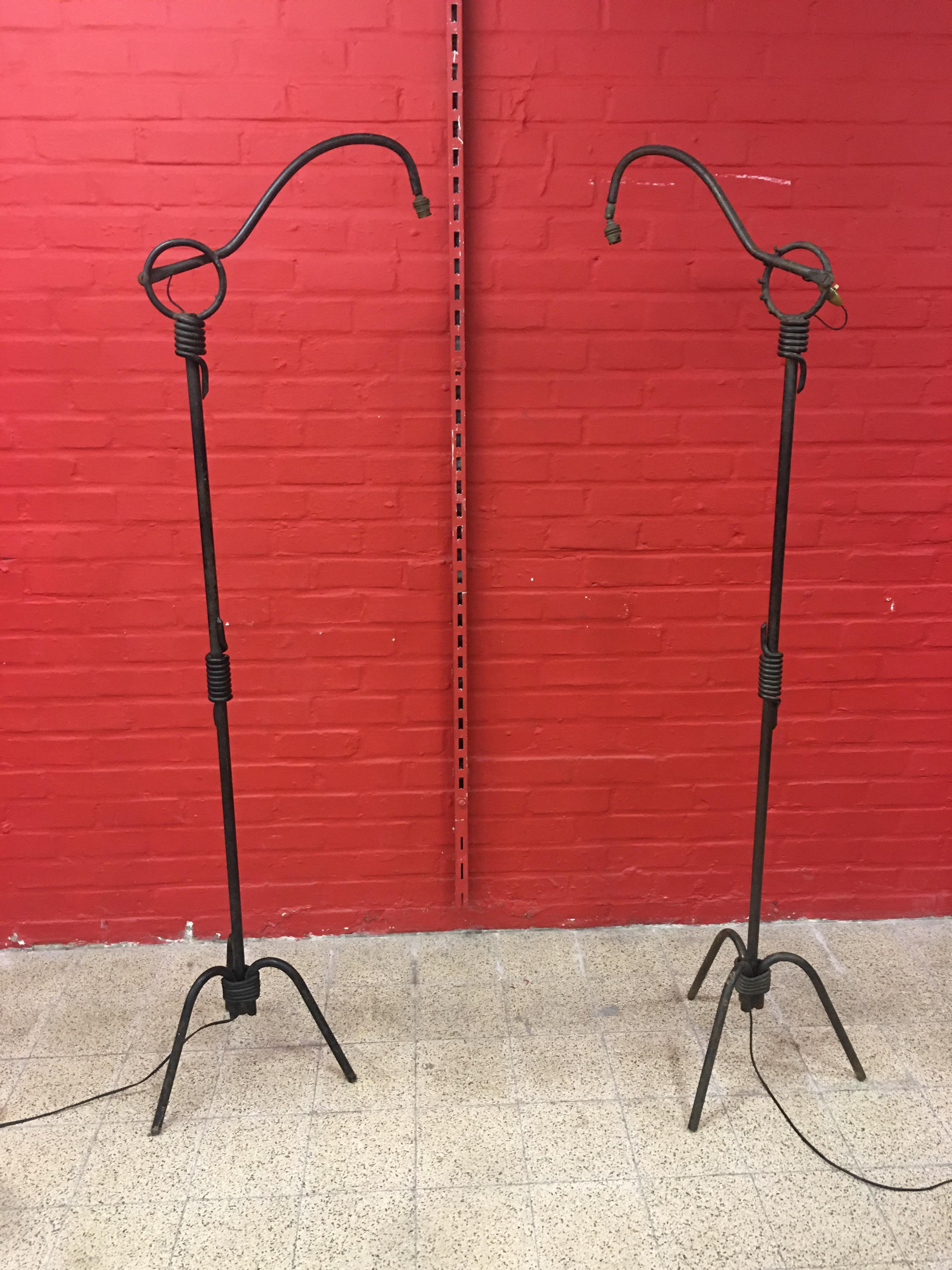 2 French Mid-Century Modern floor lamps.