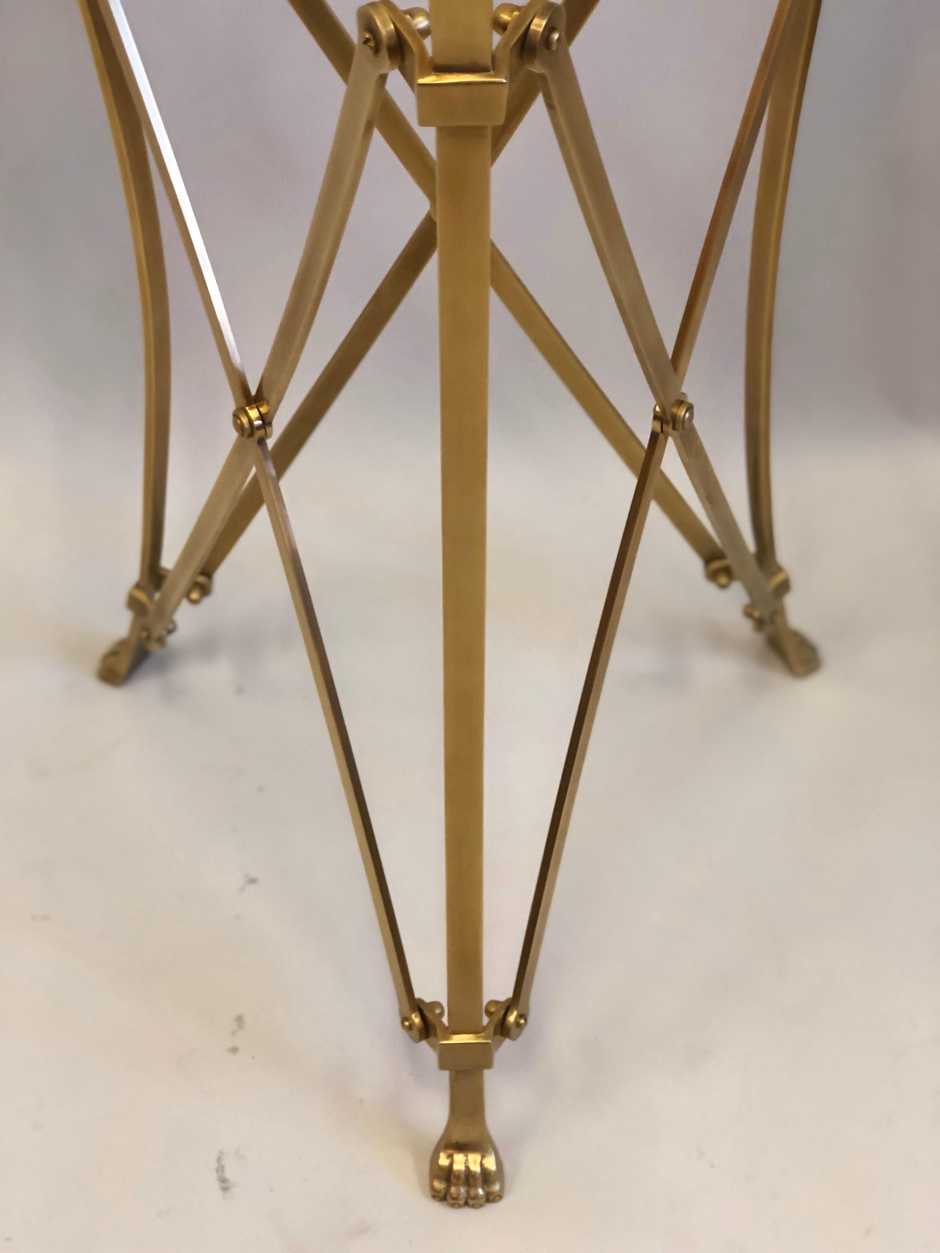 2 French Mid-Century Modern Neoclassical Style Brass End Tables, Maison Ramsay 5