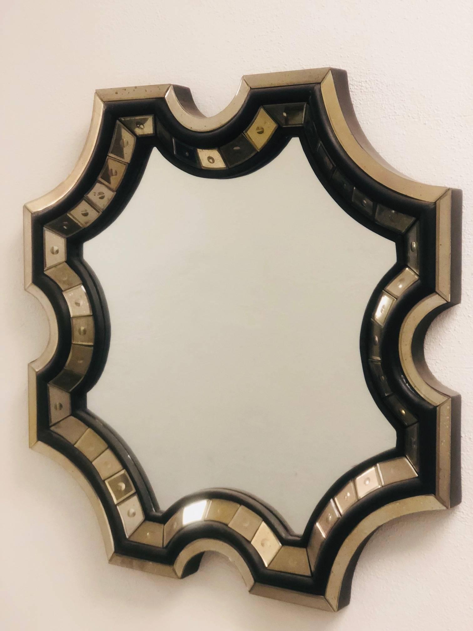 Mid-Century Modern 2 French Midcentury Style Venetian Octagonal Mirrors in Style of Serge Roche For Sale