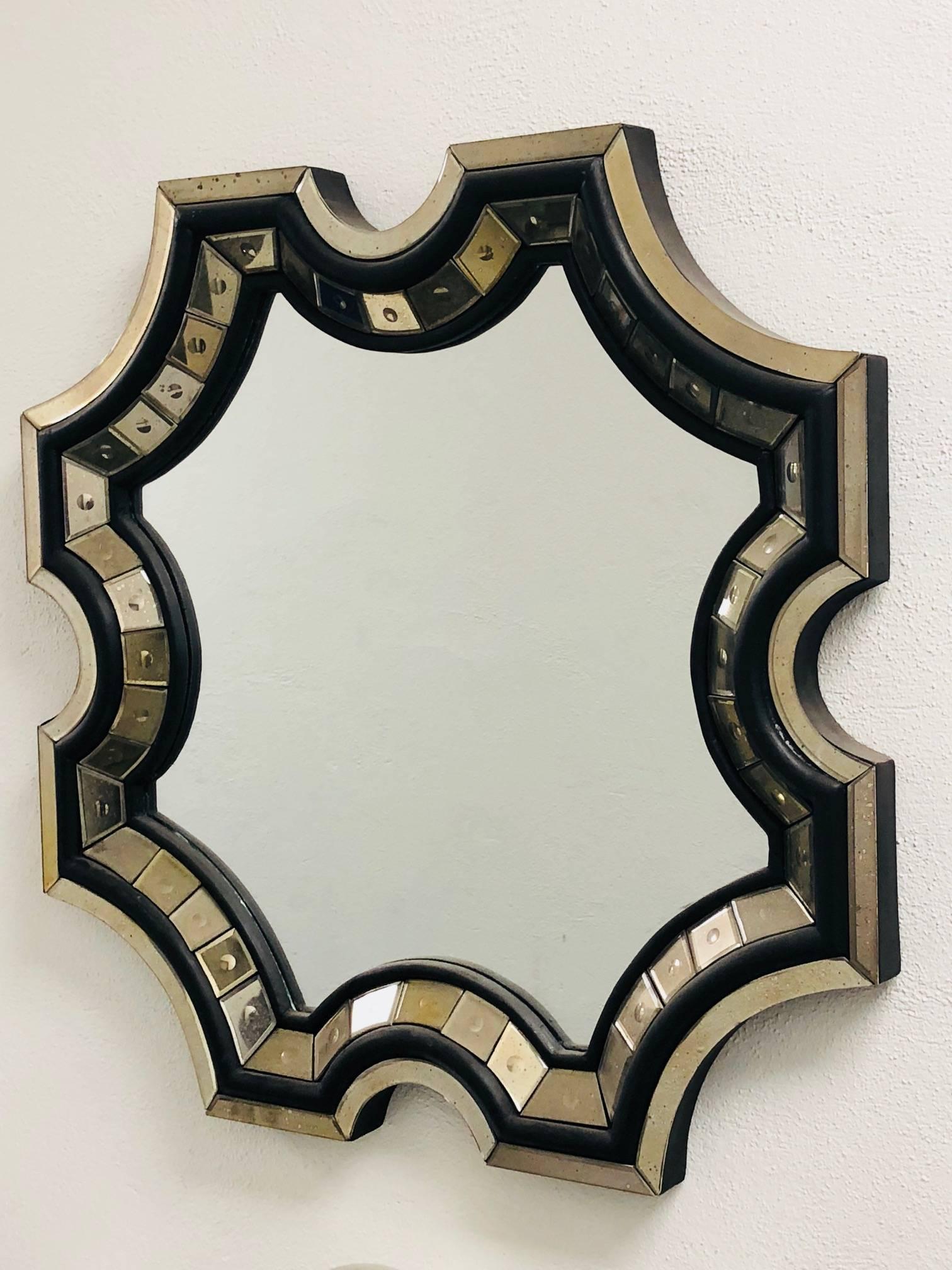 Beveled 2 French Midcentury Style Venetian Octagonal Mirrors in Style of Serge Roche For Sale