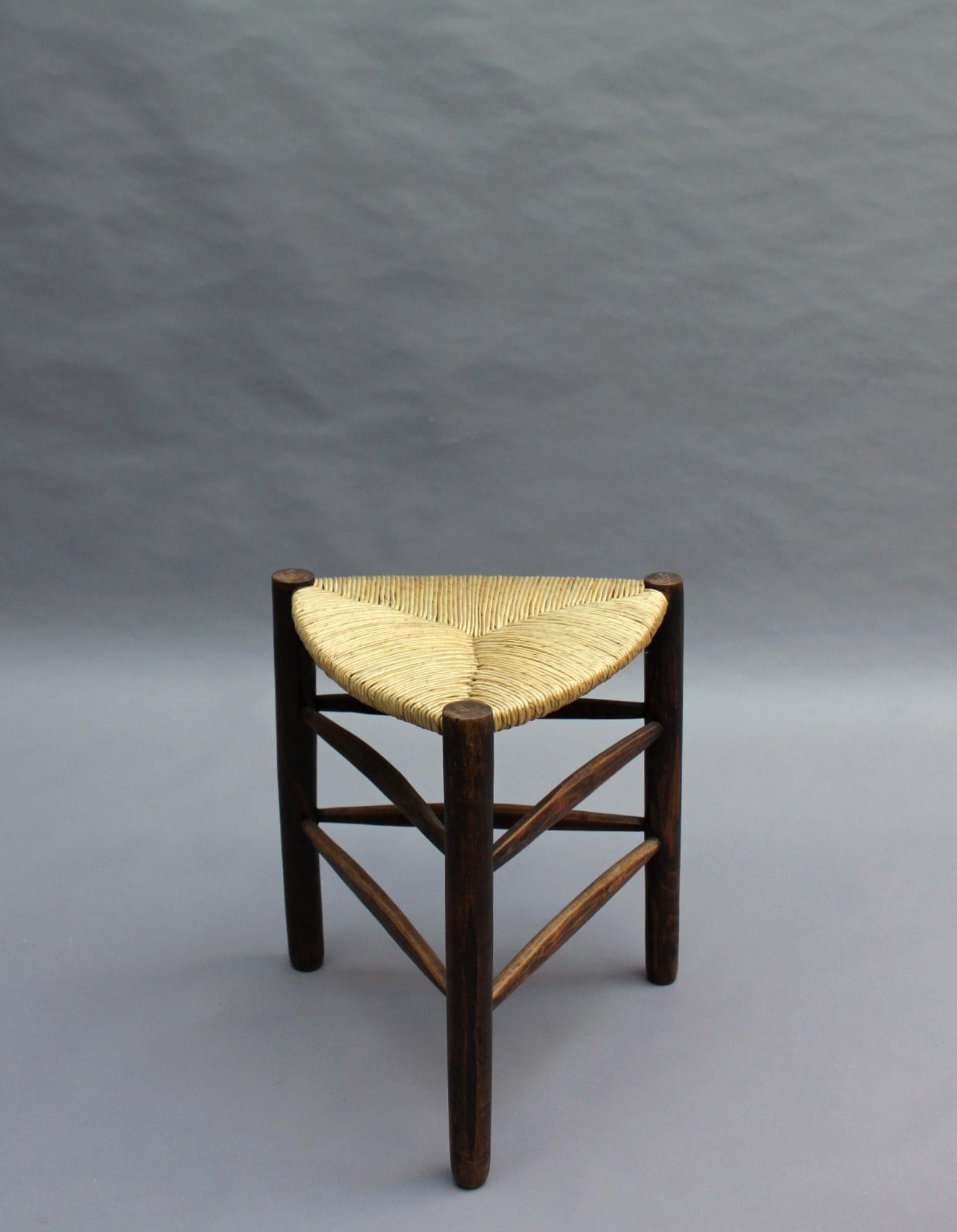 Stained 2 French Mid-Century Triangular Stools by Pierre Faucheux For Sale