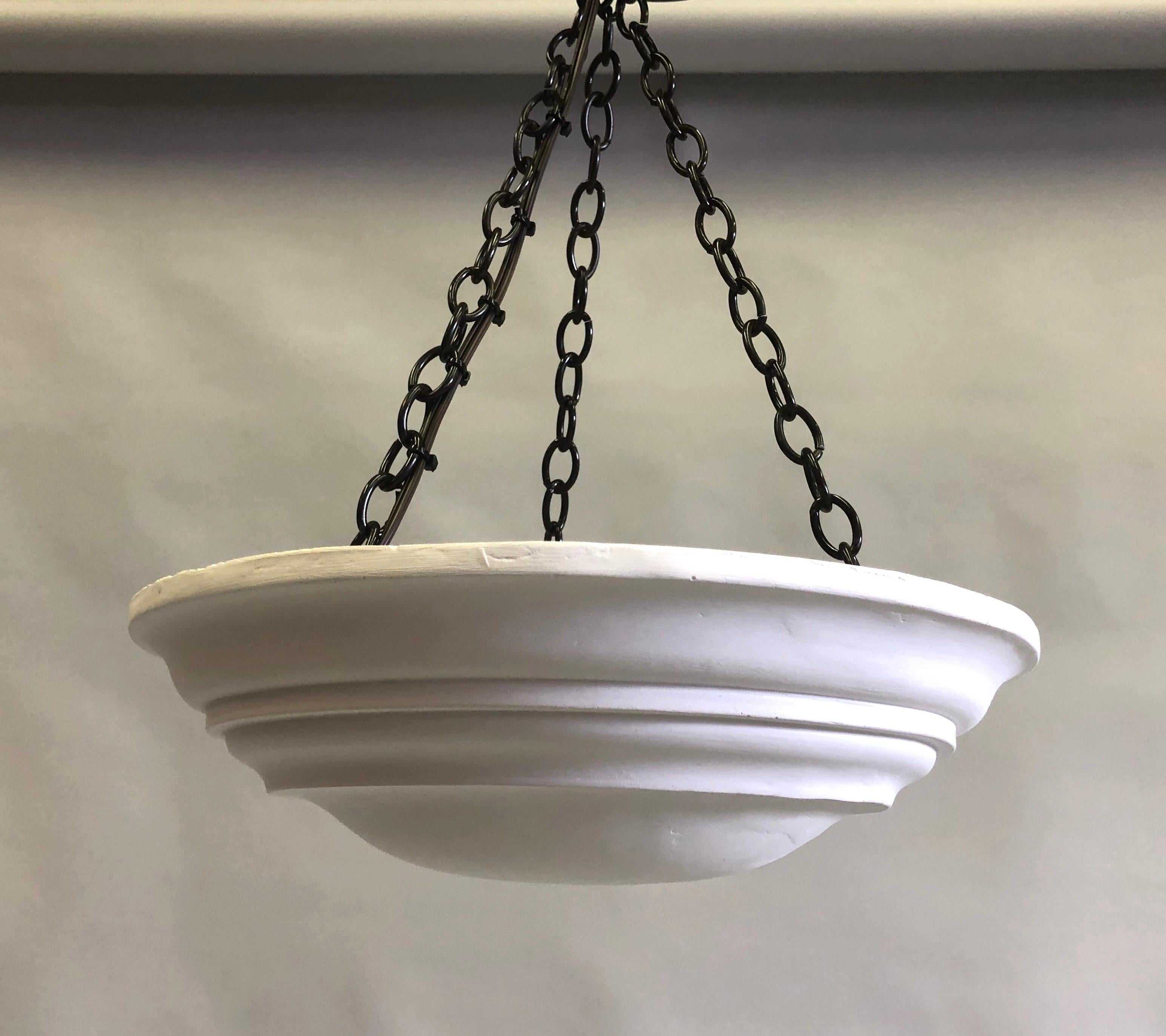 2 French Modern Neoclassical Plaster Pendants / Flush Mounts, Jean-Michel Frank In Good Condition For Sale In New York, NY