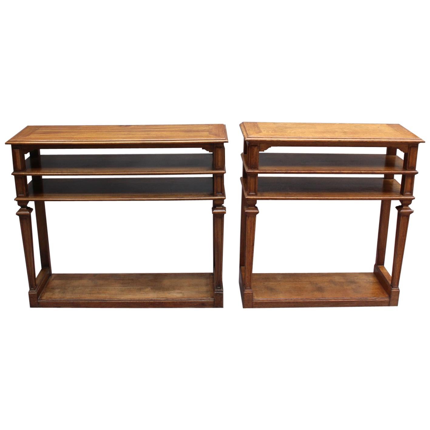 2 French Neoclassical 4-Tiered Console/Sofa Tables