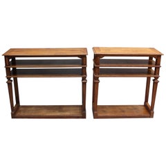 2 French Neoclassical 4-Tiered Console/Sofa Tables