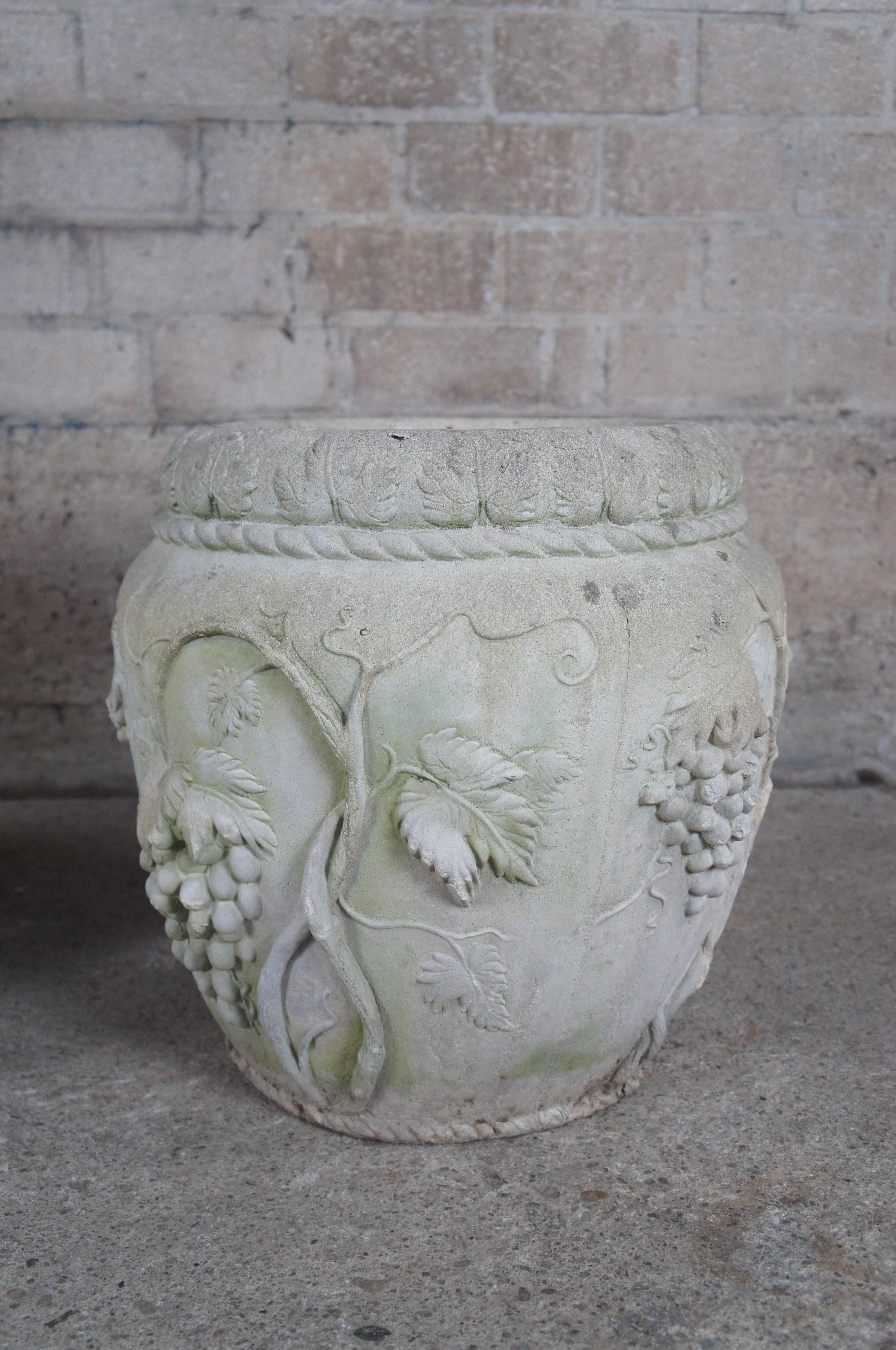 Concrete 2 French Neoclassical High Relief Grapevine Garden Planter Vases Urns 135lbs