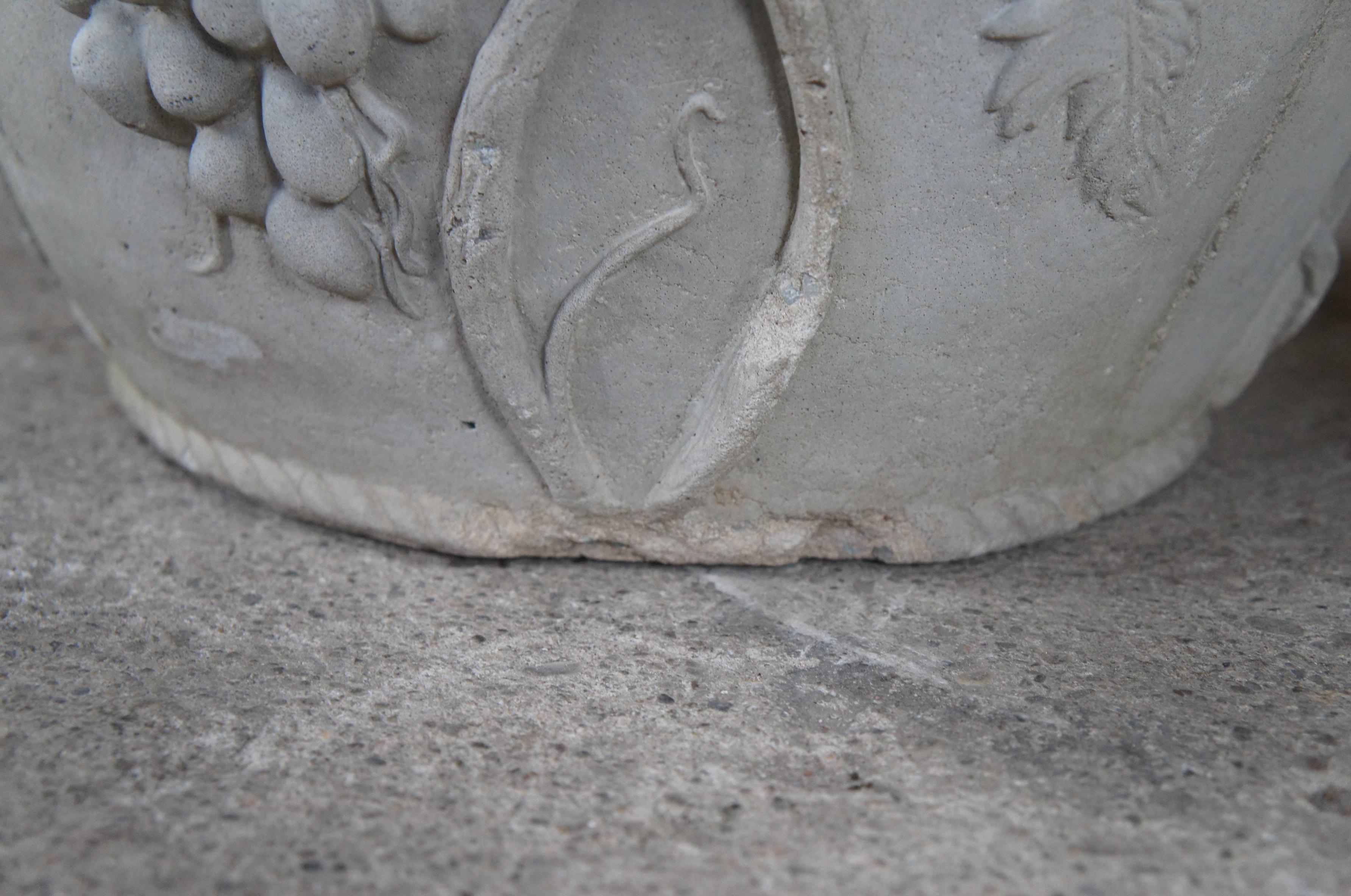2 French Neoclassical High Relief Grapevine Garden Planter Vases Urns 135lbs 1