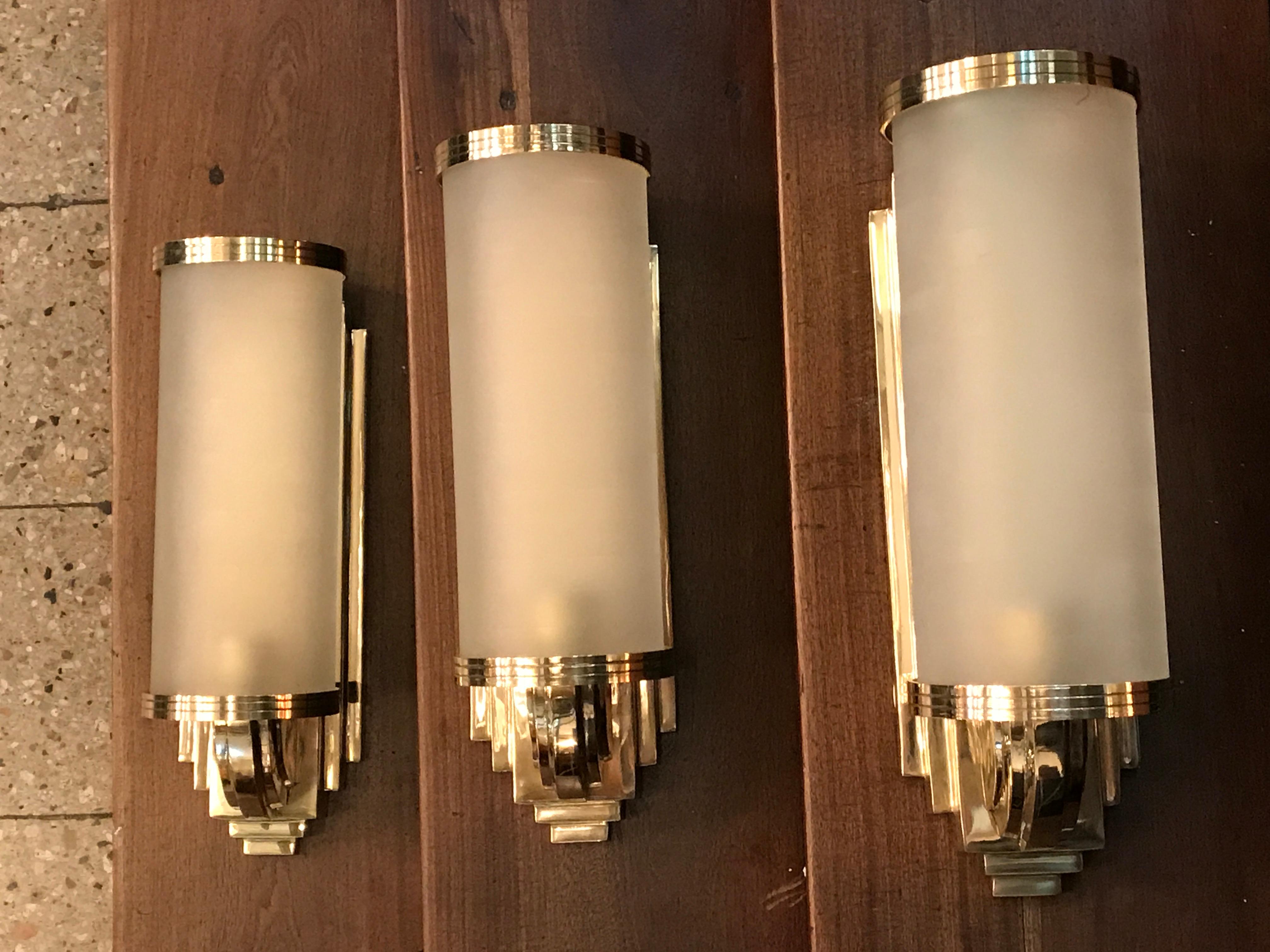 2 French Sconces in Bronze and Glass, Style: Art Deco, Year: 1930, German For Sale 6