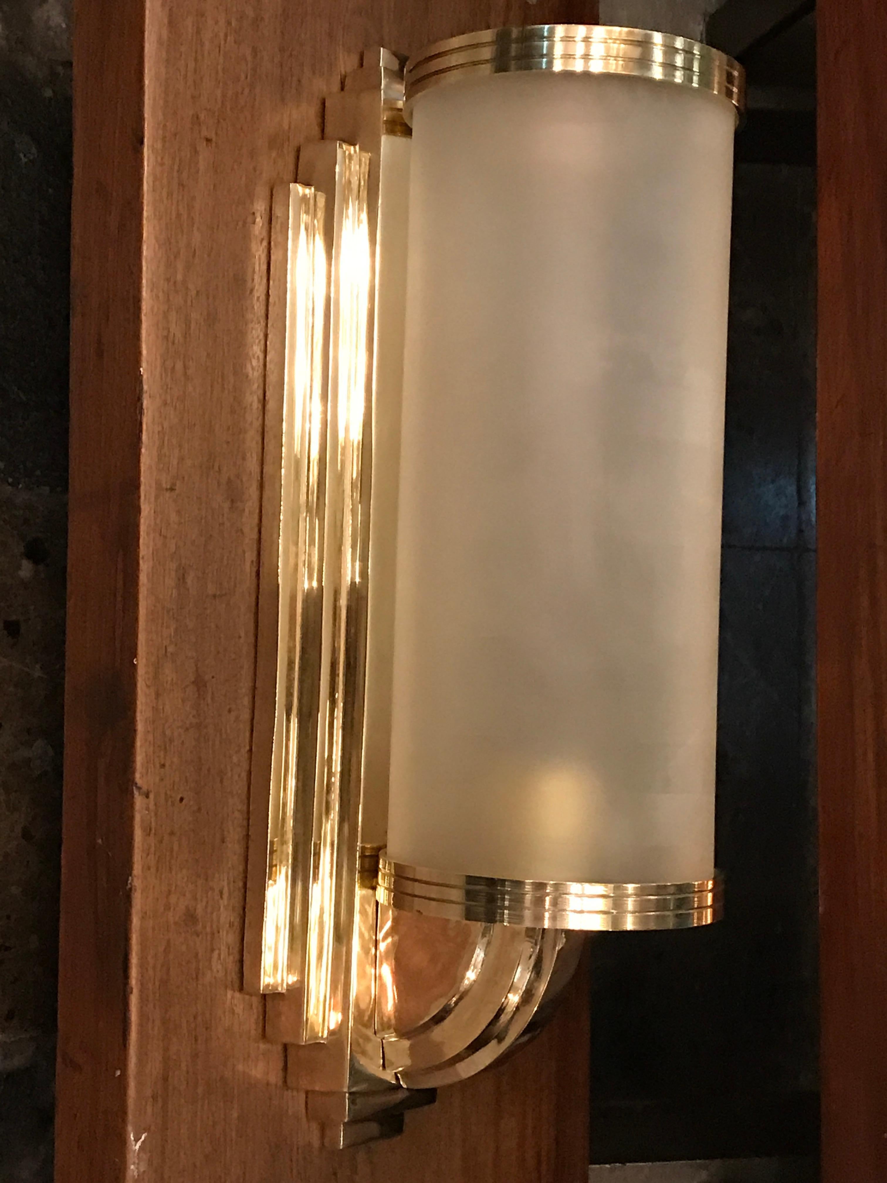 2 French Sconces in Bronze and Glass, Style: Art Deco, Year: 1930, German For Sale 9
