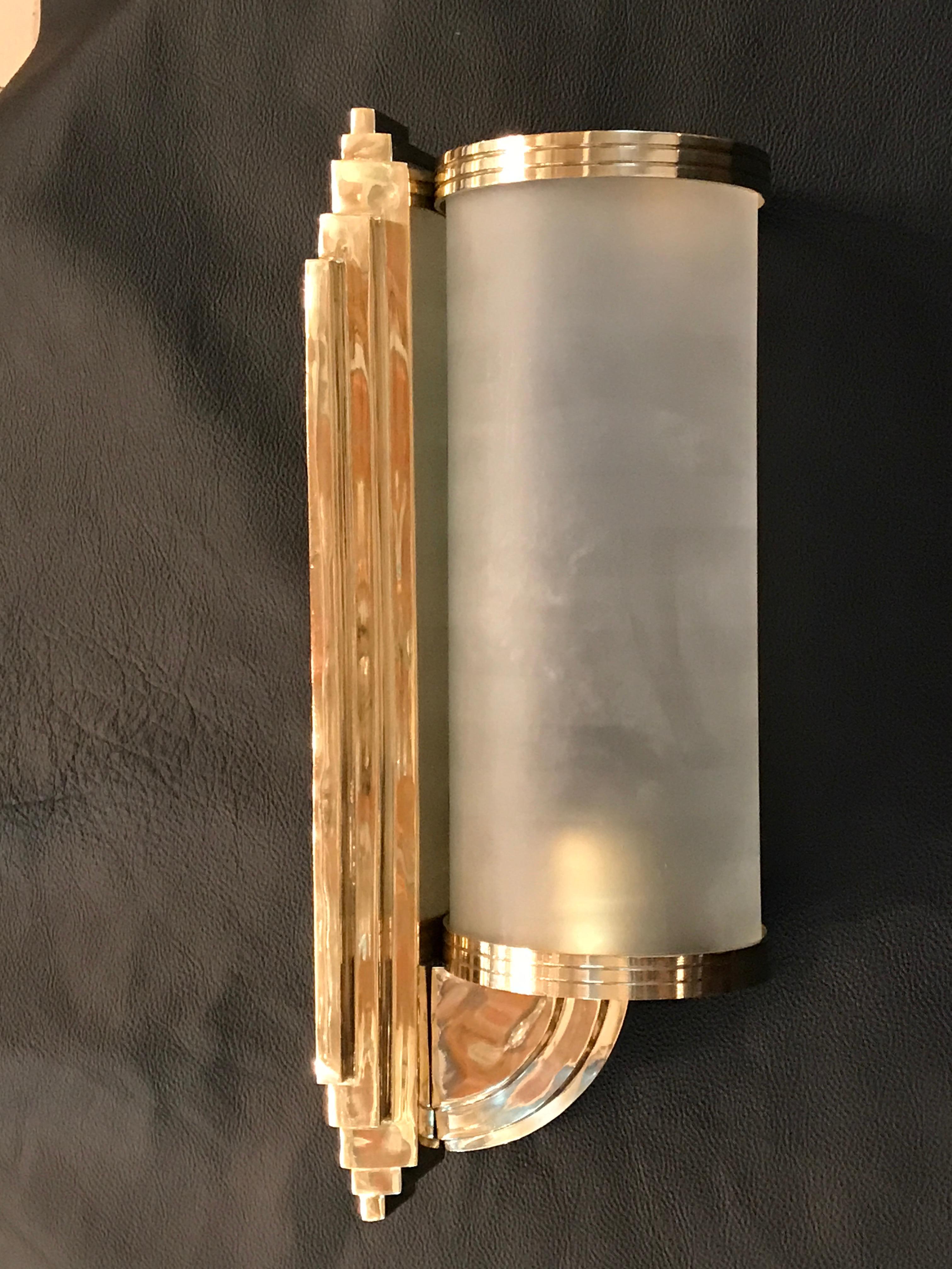 2 French Sconces in Bronze and Glass, Style: Art Deco, Year: 1930, German For Sale 10