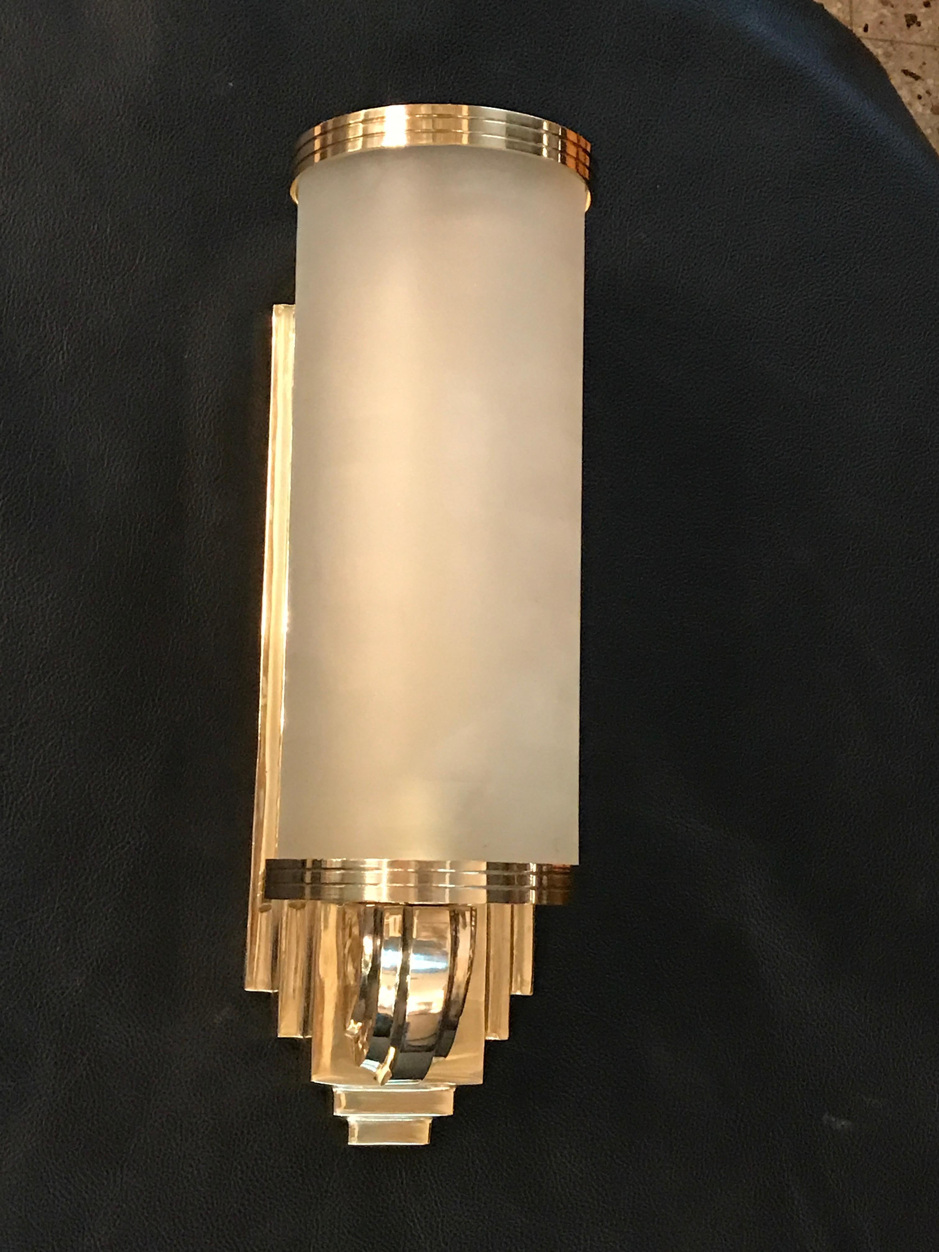 2 French Sconces in Bronze and Glass, Style: Art Deco, Year: 1930, German For Sale 12
