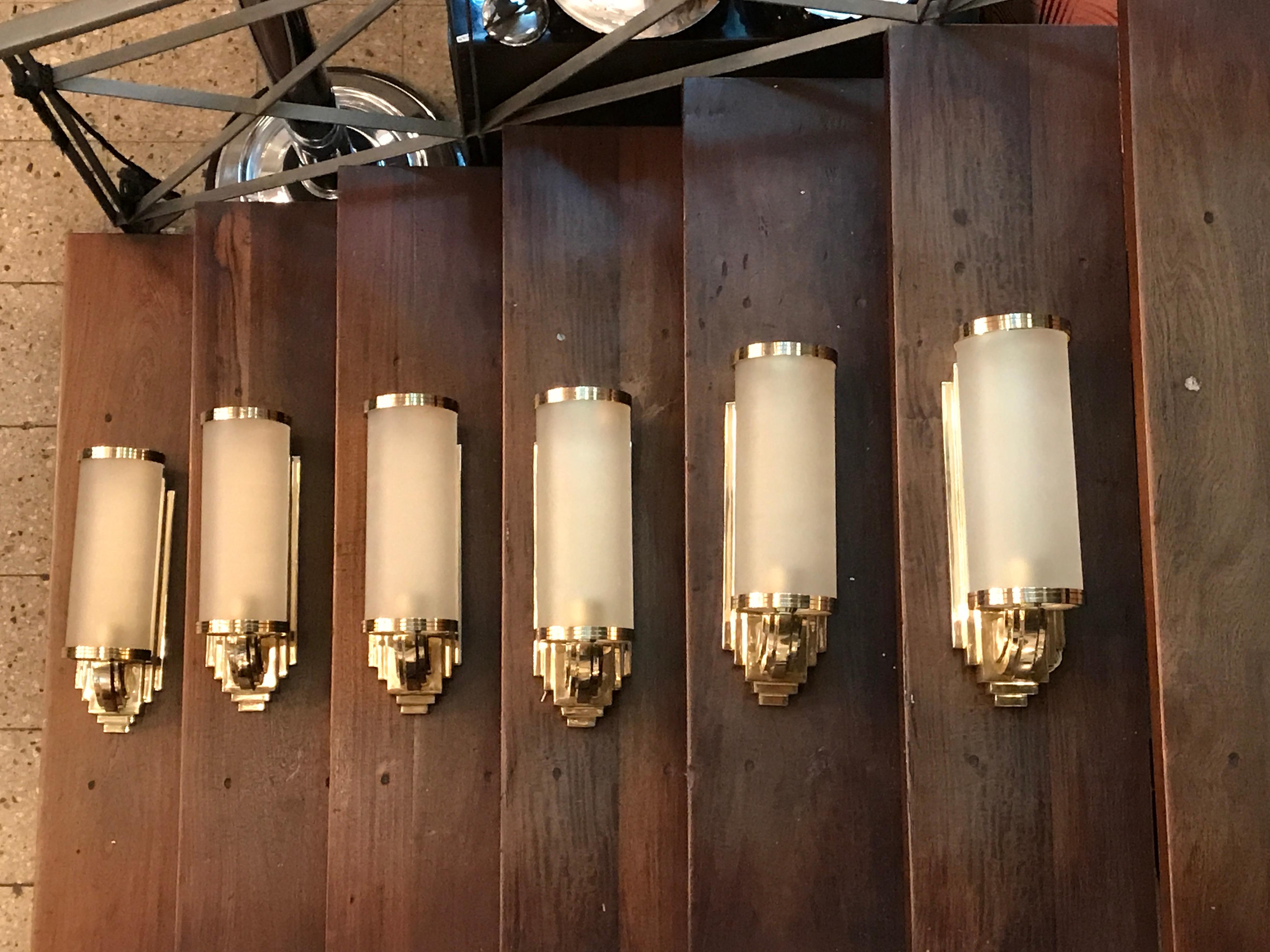 2 French Sconces in Bronze and Glass, Style: Art Deco, Year: 1930, German For Sale 4