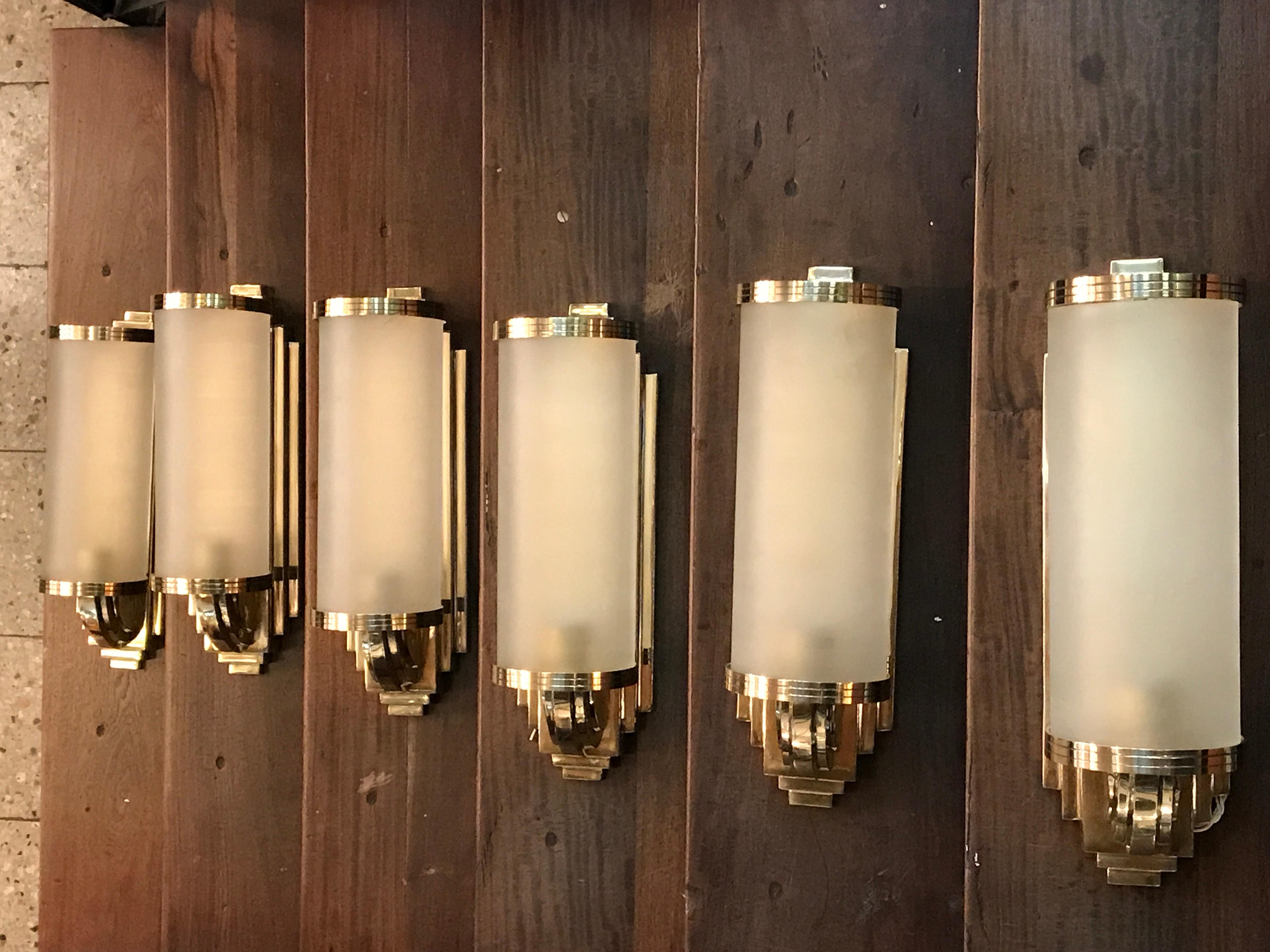 2 French Sconces in Bronze and Glass, Style: Art Deco, Year: 1930, German For Sale 5