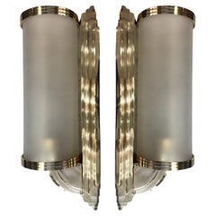 2 French Sconces in Bronze and Glass, Style: Art Deco, Year: 1930, German
