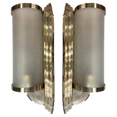 2 French Sconces in Bronze and Glass, Style: Art Deco, Year: 1930, German