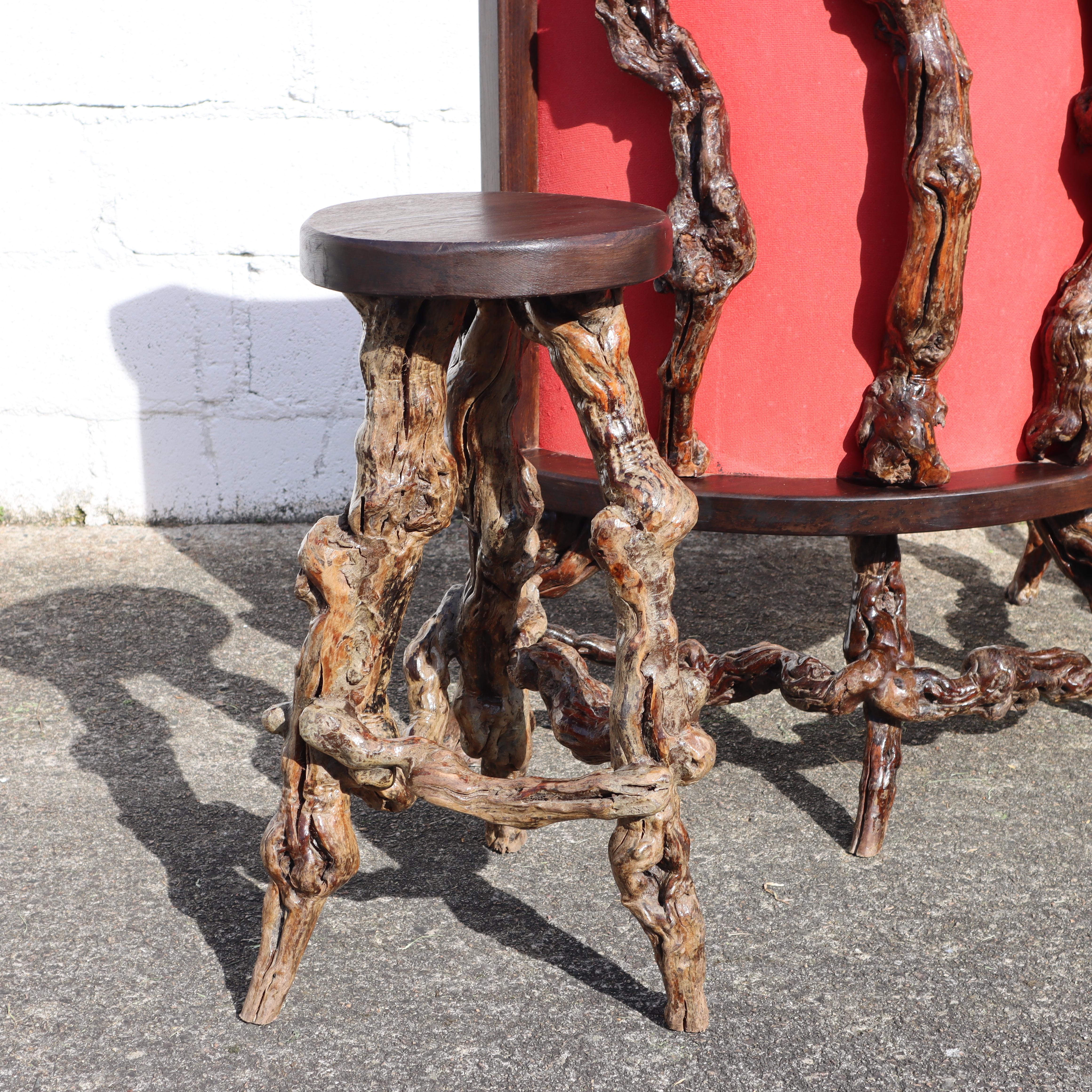 2 French Vintage Vine Wood Branch Bar Stools 4