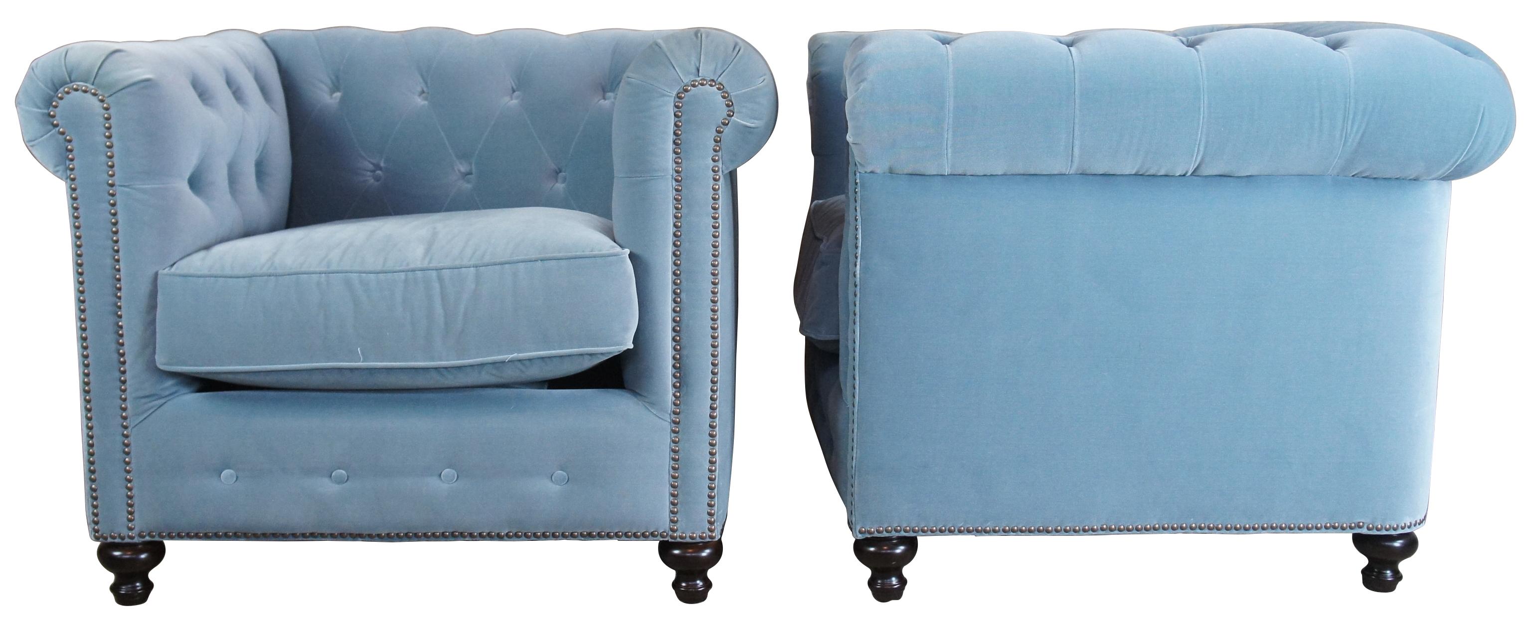Dating back to the 18th century, the chesterfield was once the mark of class and stature. Today, it's symbolic of great style. Inspired by this iconic British design. The Small Barrow chair byu Frontgate features a button-tufted back with a low,