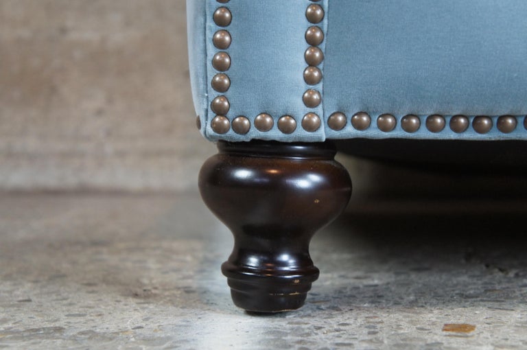 2 Frontgate Barrow Chesterfield Tufted Club Library Chairs Blue