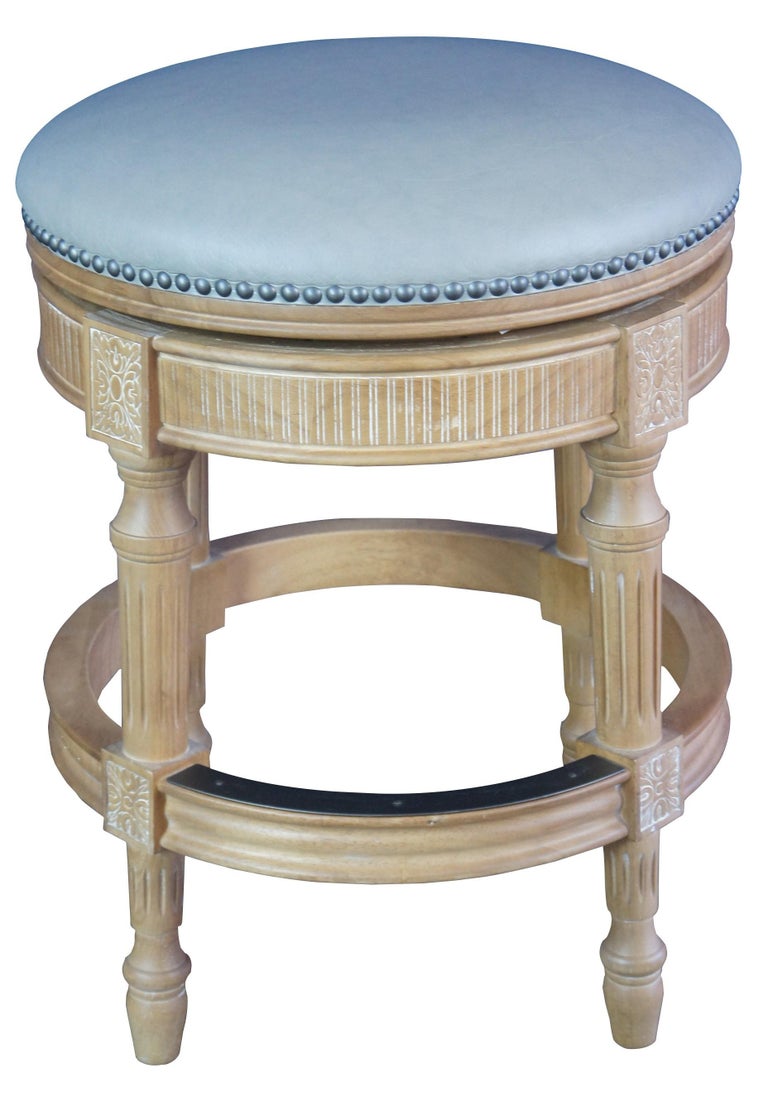 2 Frontgate Chapman Backless Swivel Bar and Counter Stools Leather