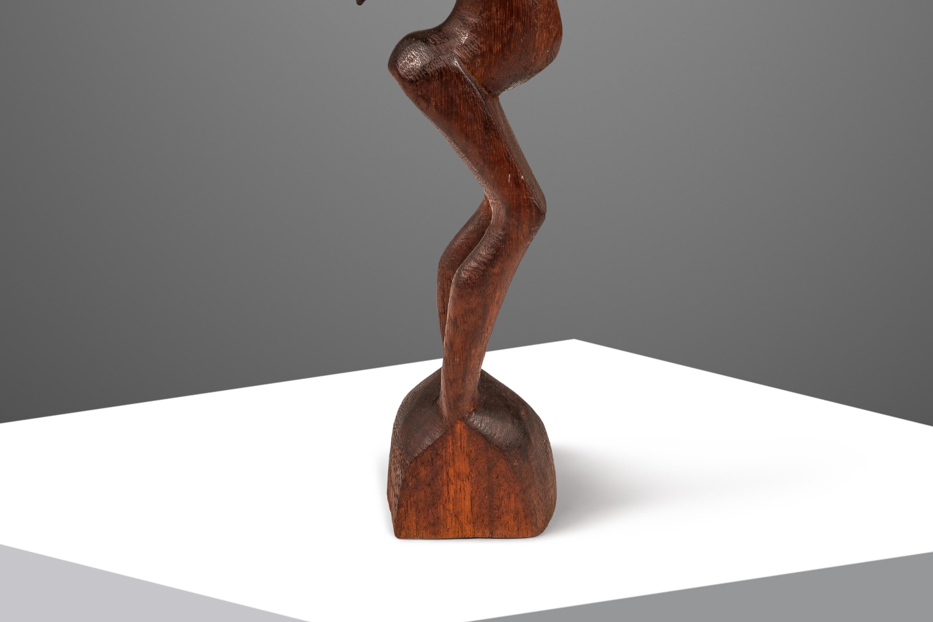 2 ft Pregnant Humanoid Sculpture Carved from Solid Mahogany, West Africa, 1970's in vendita 3