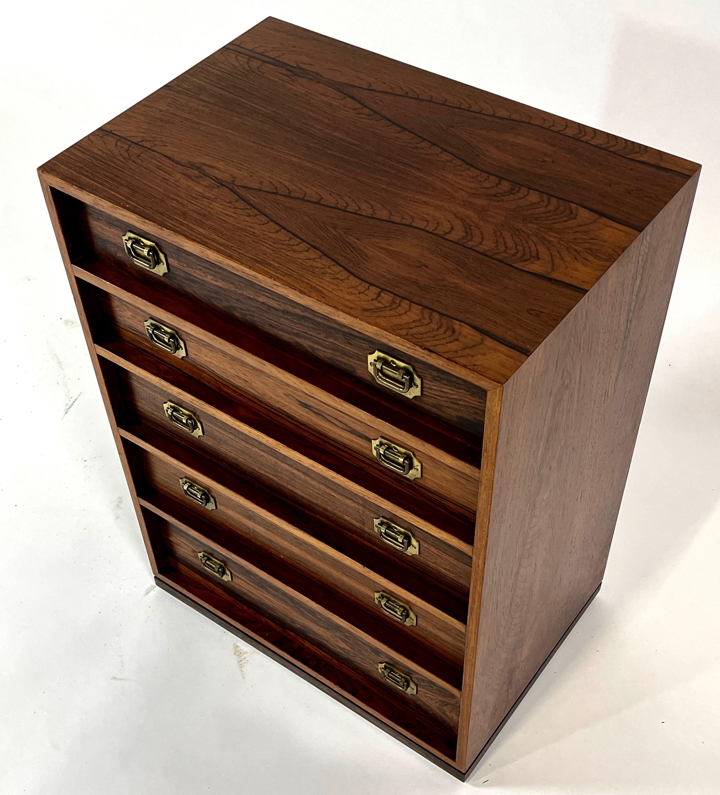 Henning Korch Rosewood Campaign Jewelry Chest of Drawers from Denmark 1