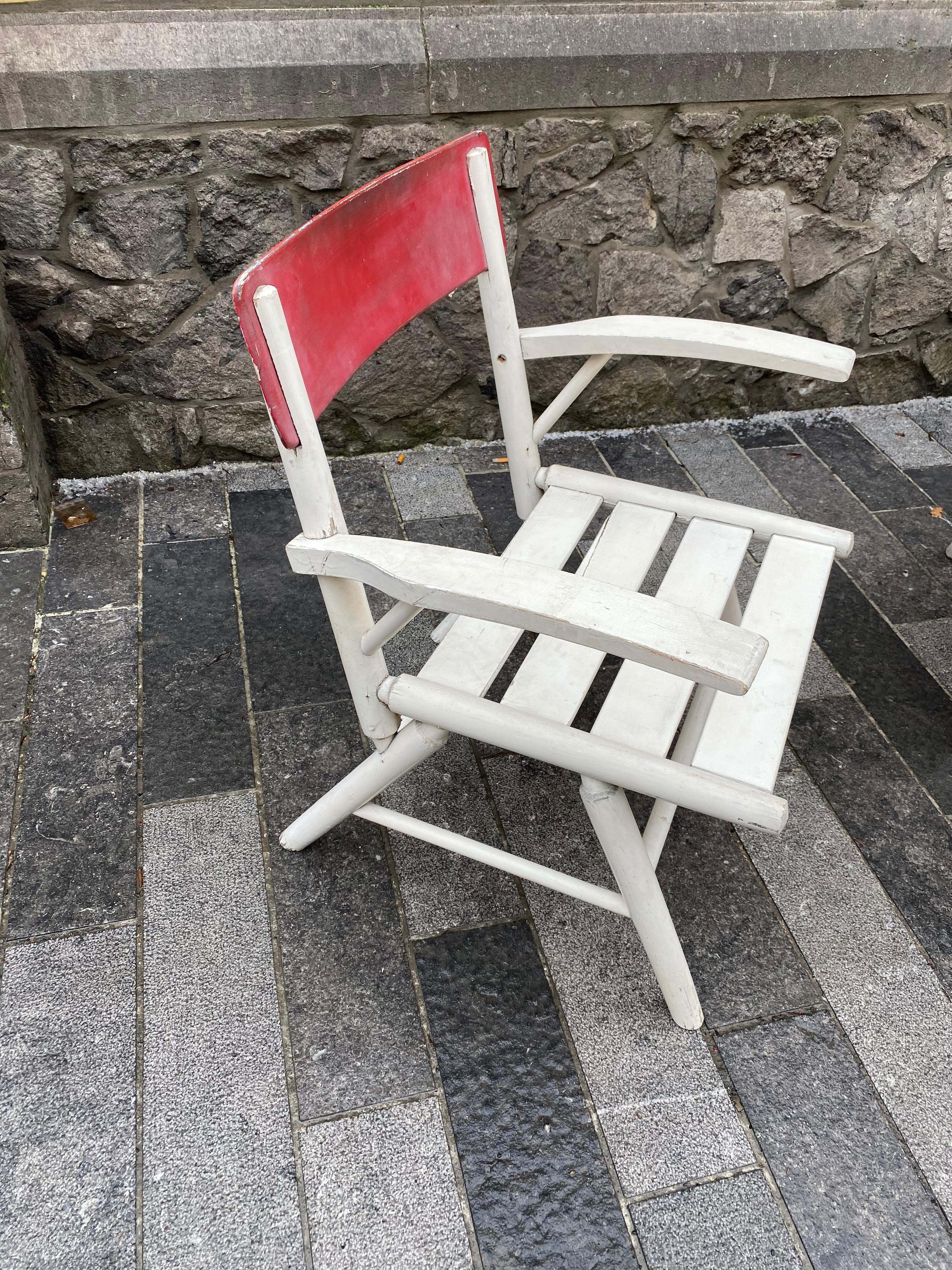 2 Garden or Veranda Armchairs in Lacquered Wood, circa 1950-1960 For Sale 1