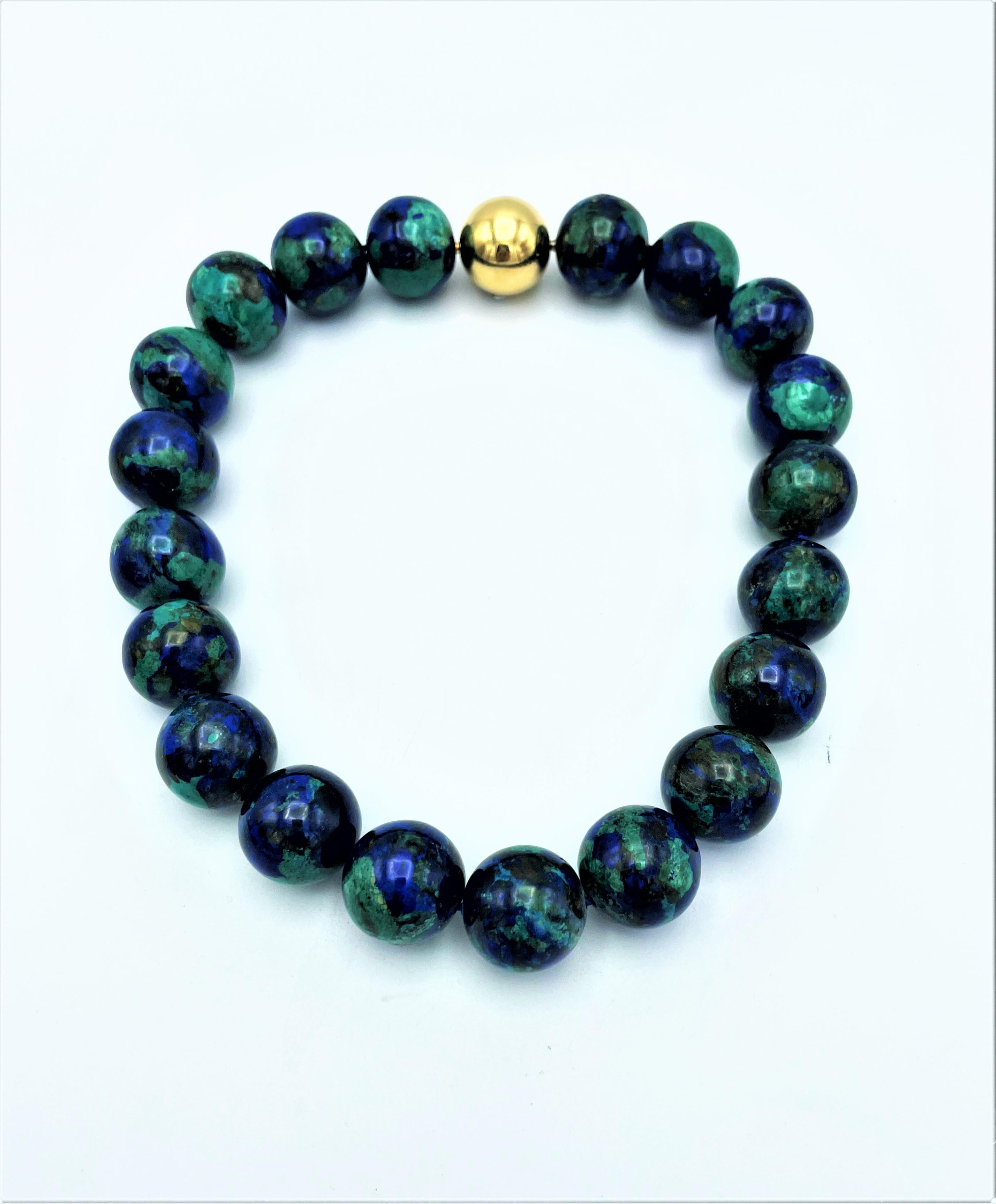 Modern 2 gemstone chains Azurite-Malachite and Jasper with a ball lock for both chains