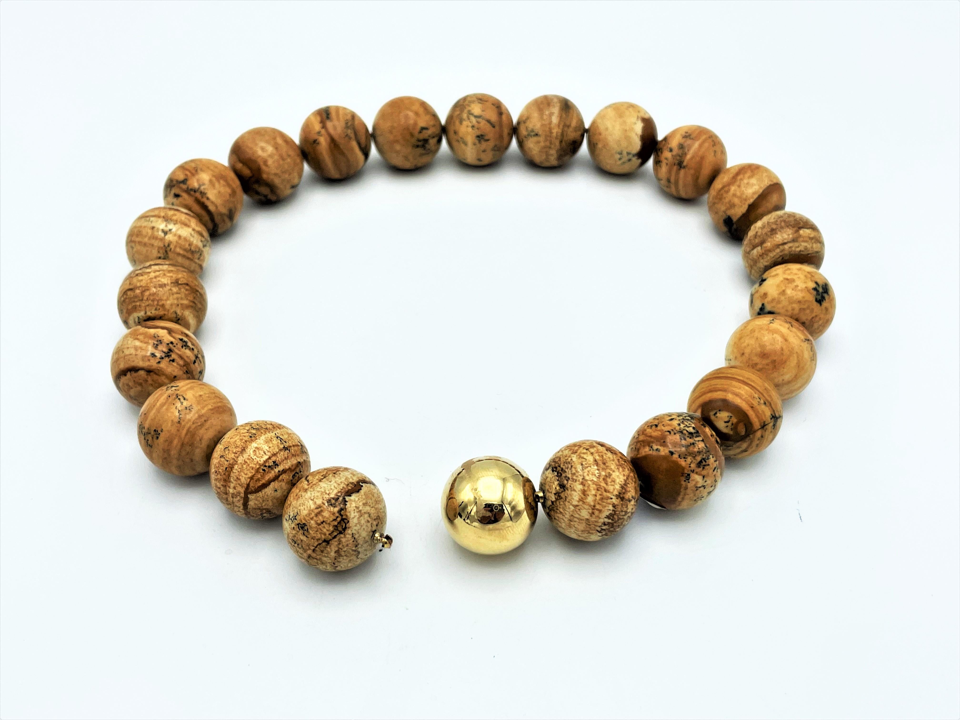 2 Collana di pietre preziose Azurite-Malachite, Diaspro, chiusura a sfera in oro 24 carati per entrambe le collane in vendita 9