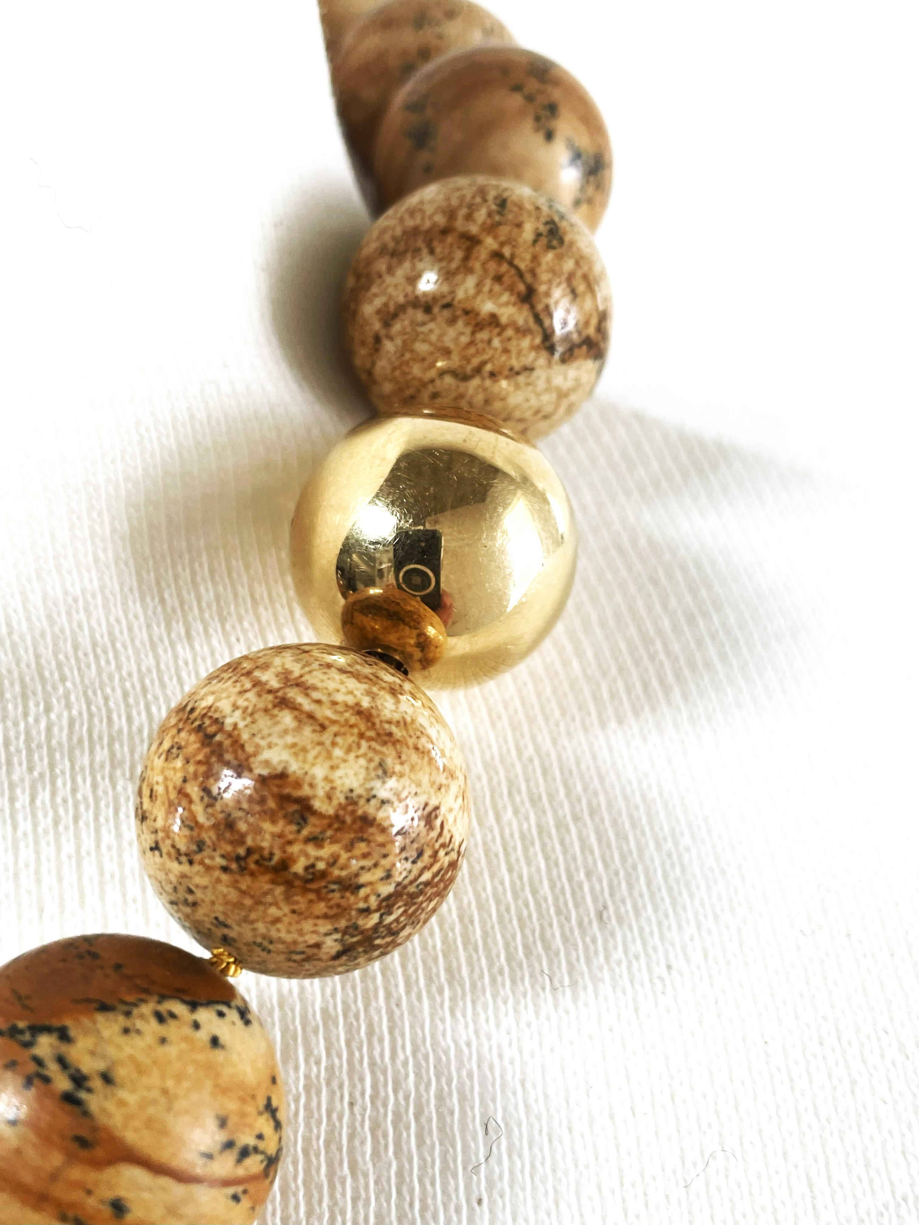2 Collana di pietre preziose Azurite-Malachite, Diaspro, chiusura a sfera in oro 24 carati per entrambe le collane in vendita 12