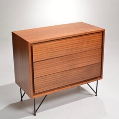 2 George Nelson Style Mid-Century Solid Mahogany Low Boy Dressers