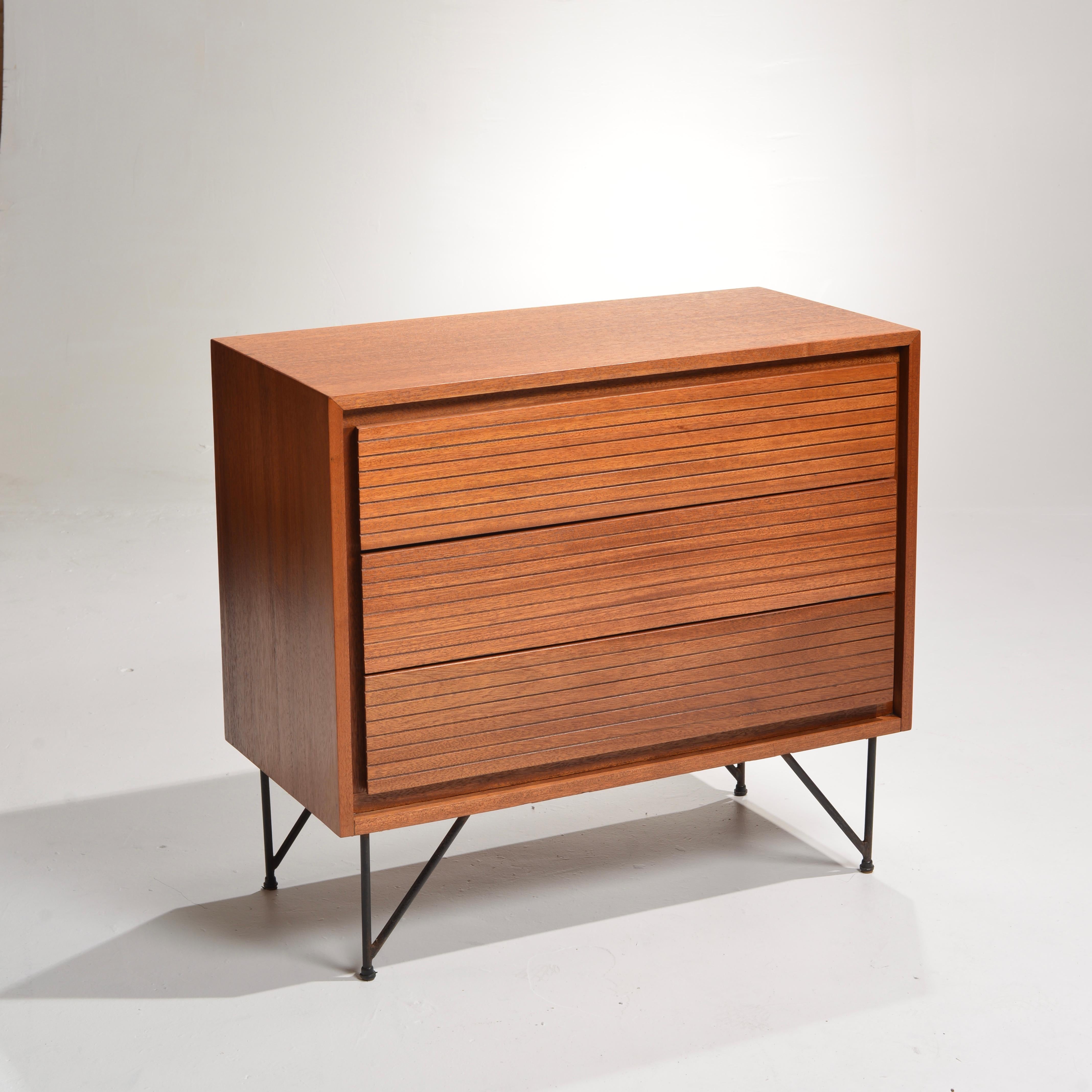 Mid-Century Modern 2 George Nelson Style Mid-Century Solid Mahogany Low Boy Dressers For Sale