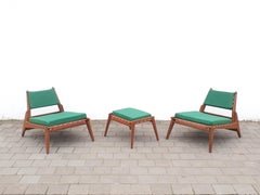 2 German Hunting Chairs Organic Teak Wood Attributed to Otto Frei, 1950s
