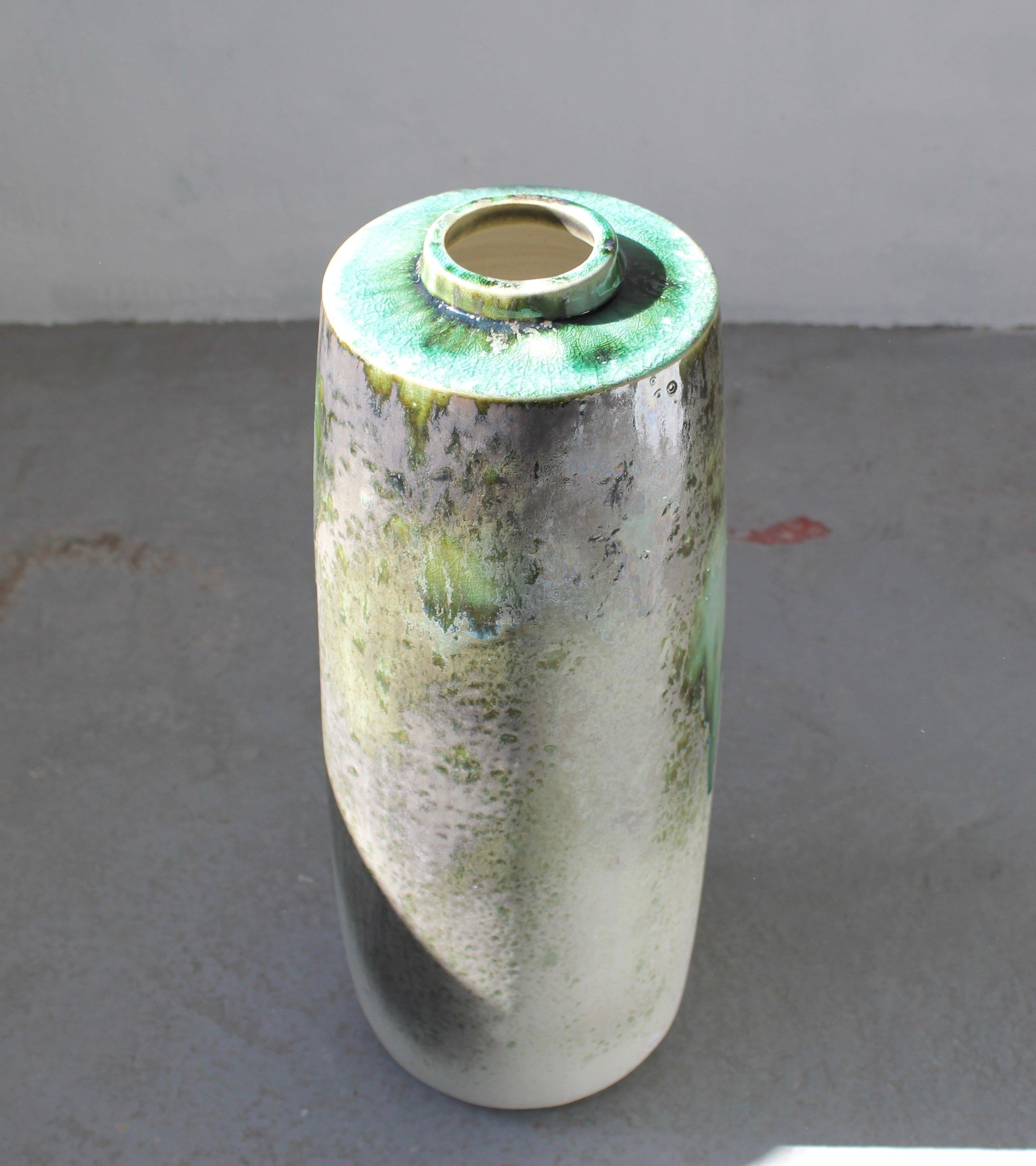 Mid-Century Modern KH Würtz Giant Snub Nose Bottle Floor Vase in Green Glaze