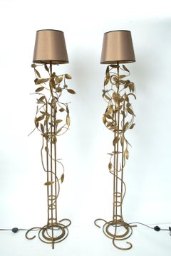 2 Gilt Surface Floor Lamps