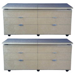 2 Giovanni Offredi Saporiti Italia Érable piqué Tables de nuit Commode Coffre MCM
