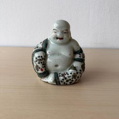 2 Glazed Antique Chinese Laughing Buddhas