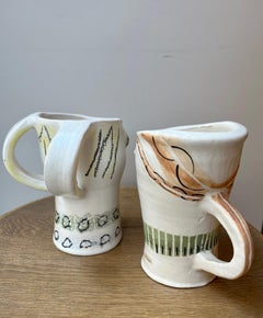 2 Glazed Ceramic pitchers " Les Argonautes ", circa 1965. Unique pieces