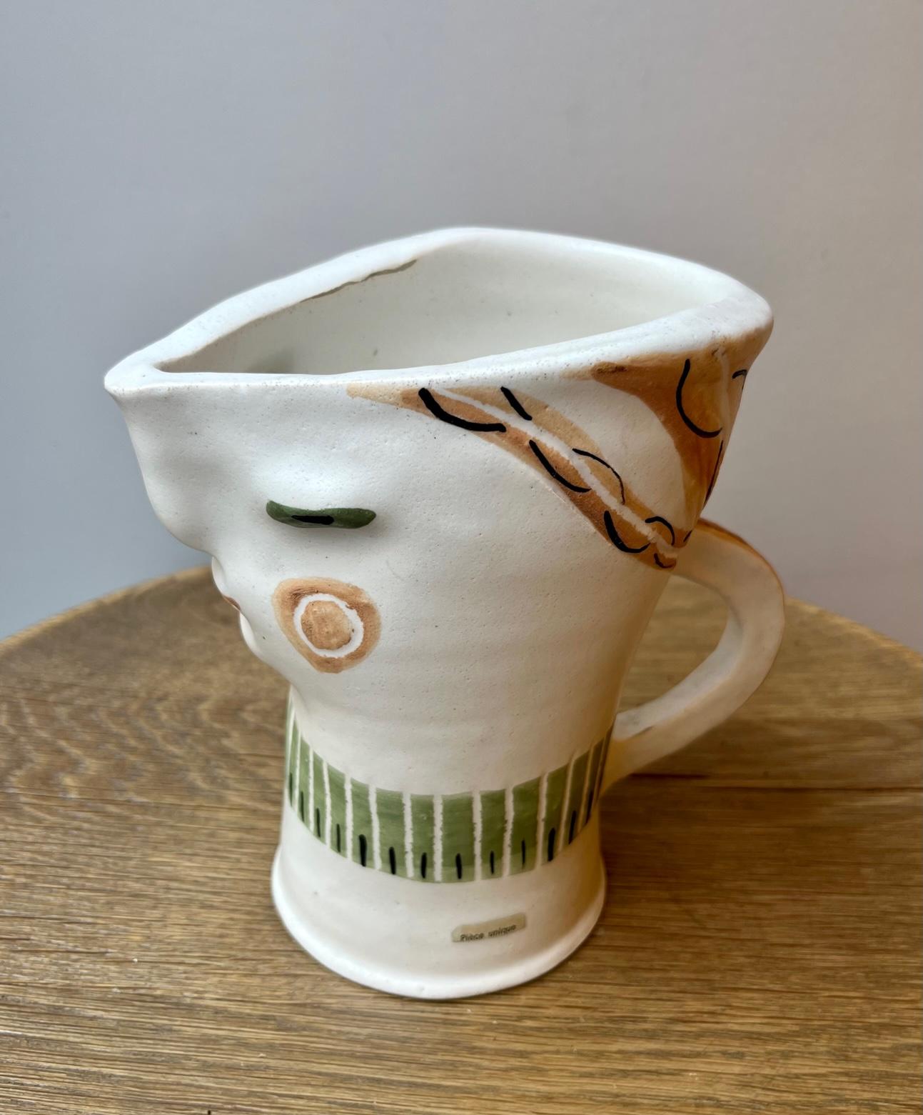 Mid-Century Modern 2 Glazed Ceramic pitchers 