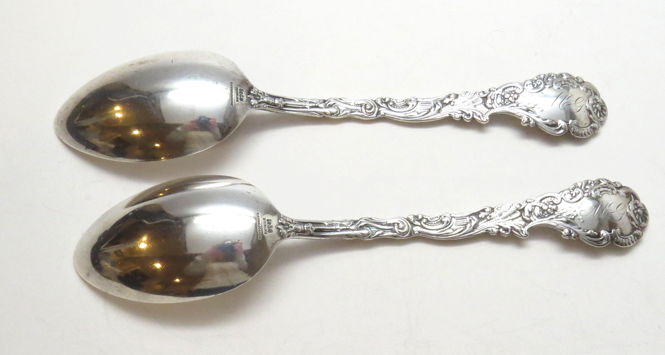 2 Gorham 1894 Versailles Sterling Silver Table Serving Spoon In Good Condition In Washington Depot, CT