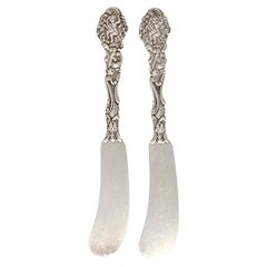 Antique 2 Gorham Versailles Sterling Silver Flat Handle Butter Spreaders w/Mono #17136