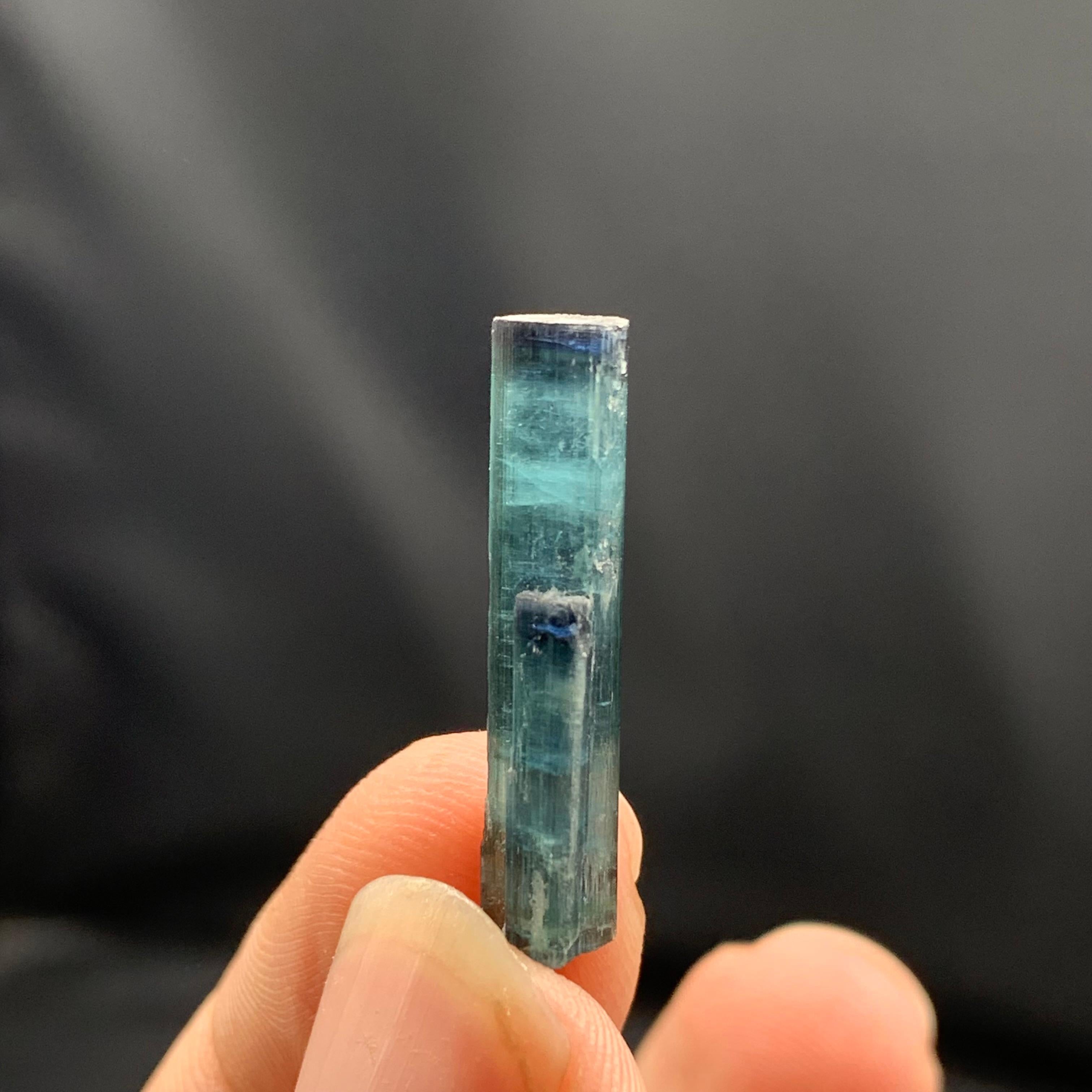 2 Grams Terminated Single Indicolite Tourmaline Crystals From Afghanistan In Good Condition For Sale In Peshawar, PK