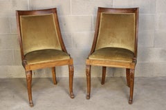 Pair of Italian Living Room chairs, green velvet