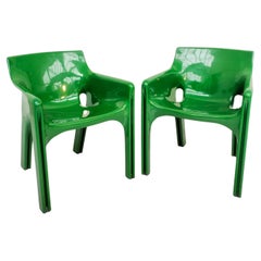 2 green Gaudì chairs by Vico Magistretti for Artemide 70s