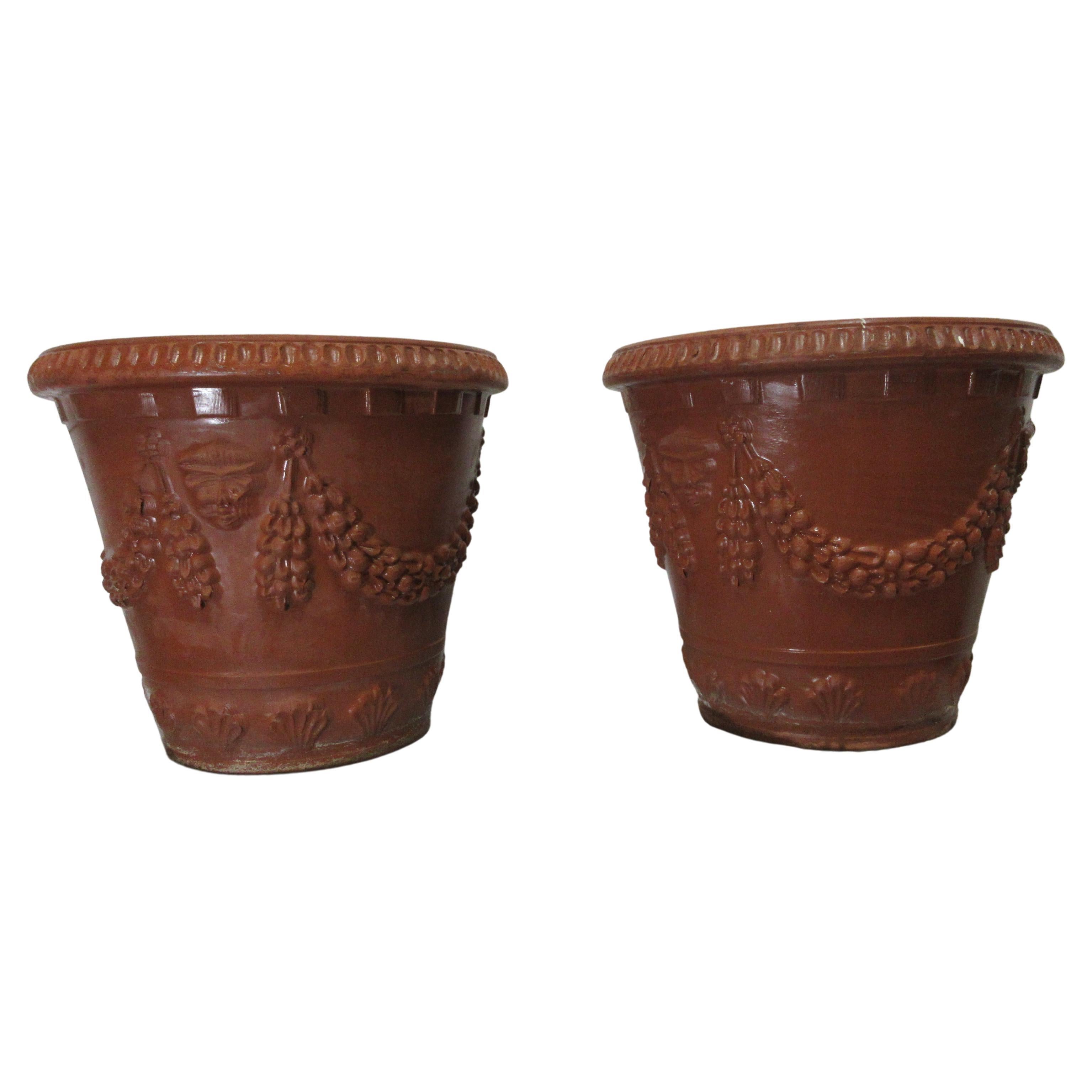 2 Maceteros de Terracota Italiana Estilo Gustaviano