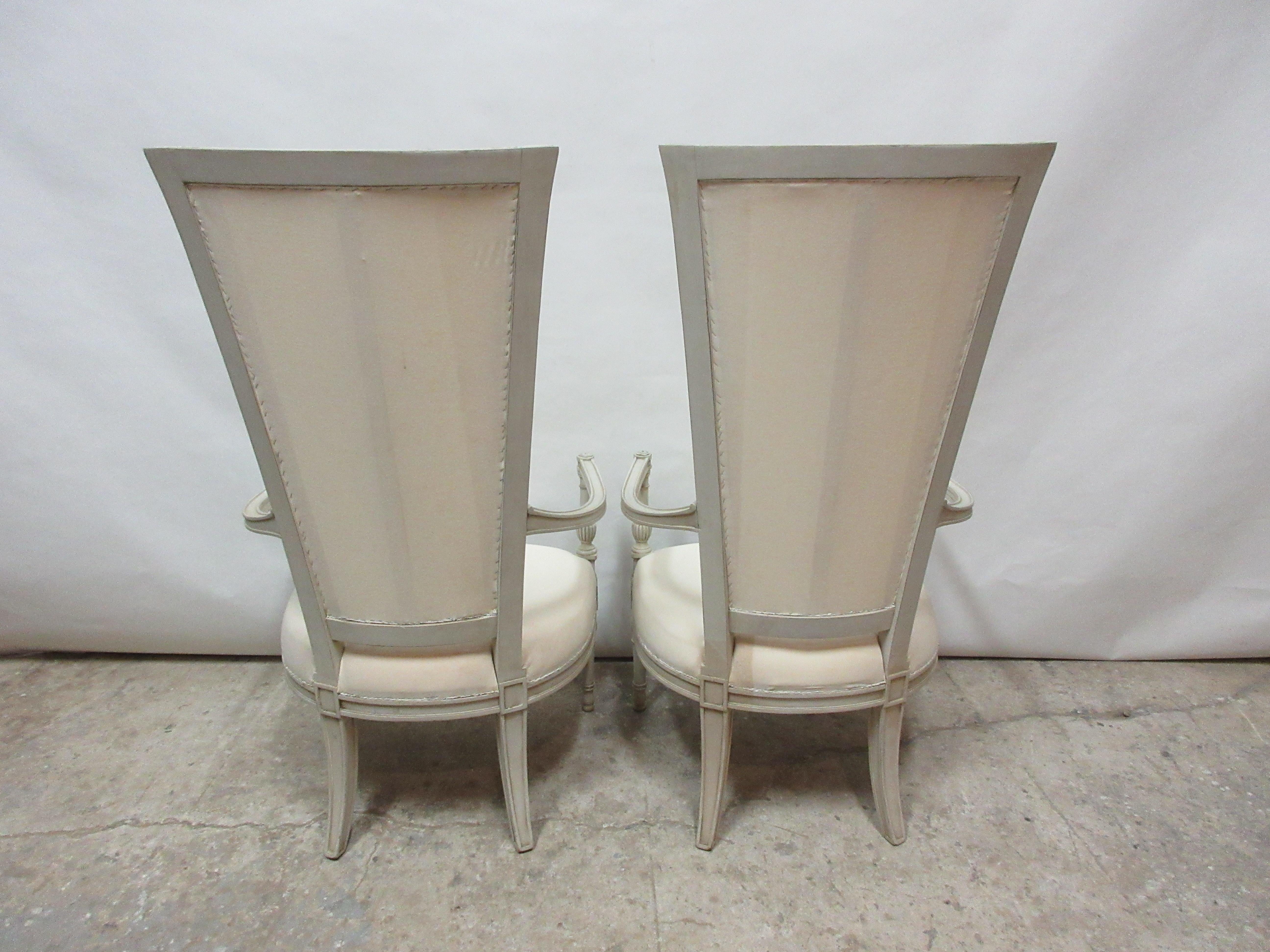 Swedish Set of 2 Gustavian Style Tall Back Armchairs For Sale