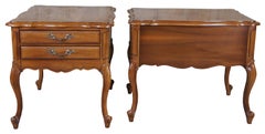 2 Hammary Maisonette French Louis XV Walnut Side End Table Nightstand Provincial