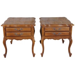 2 Hammary Maisonette French Louis XV Walnut Side End Table Nightstand Provincial