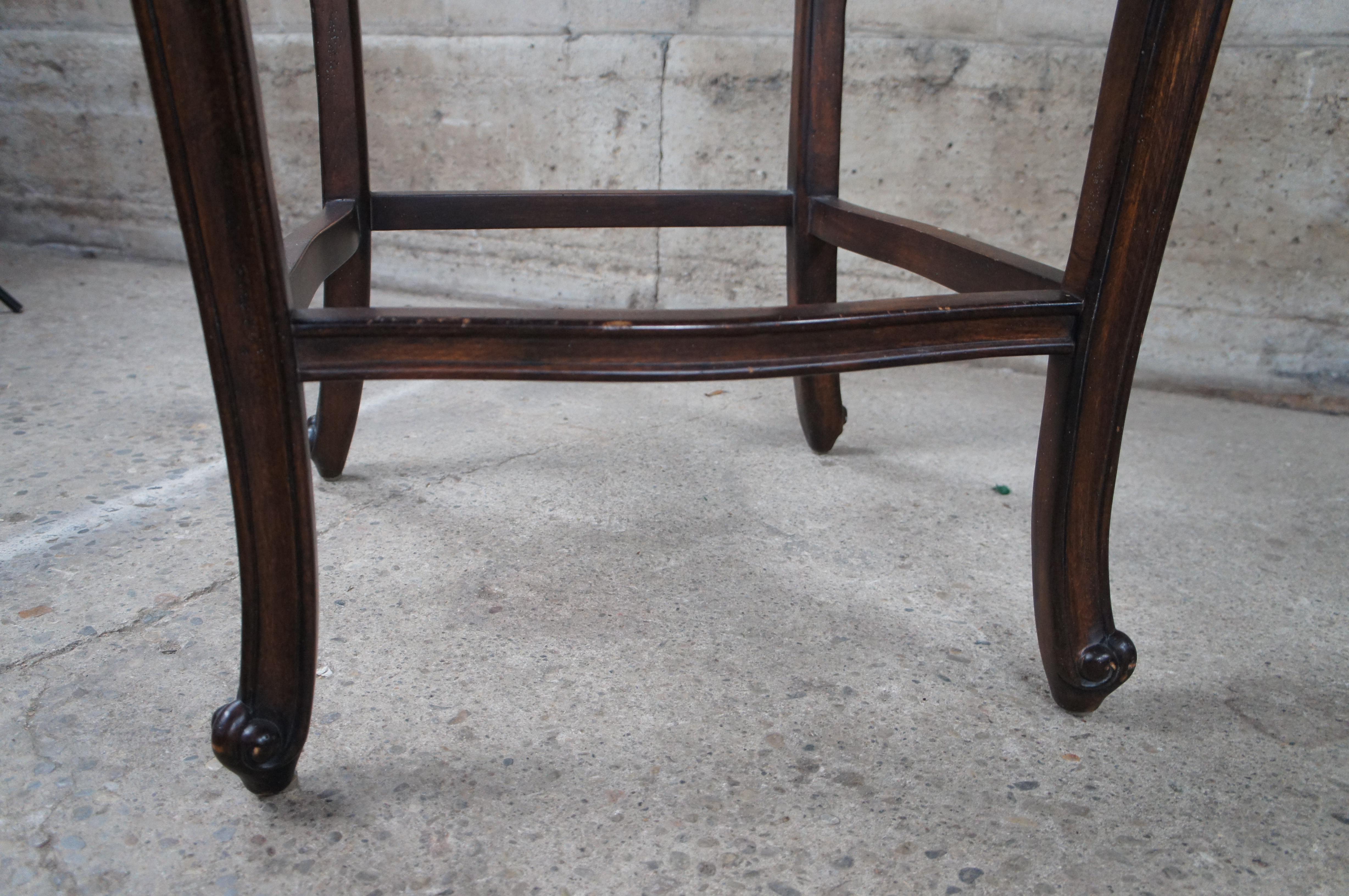 2 Hancock & Moore French Louis XV Style Carved Brown Leather Tufted Bar Stools For Sale 6