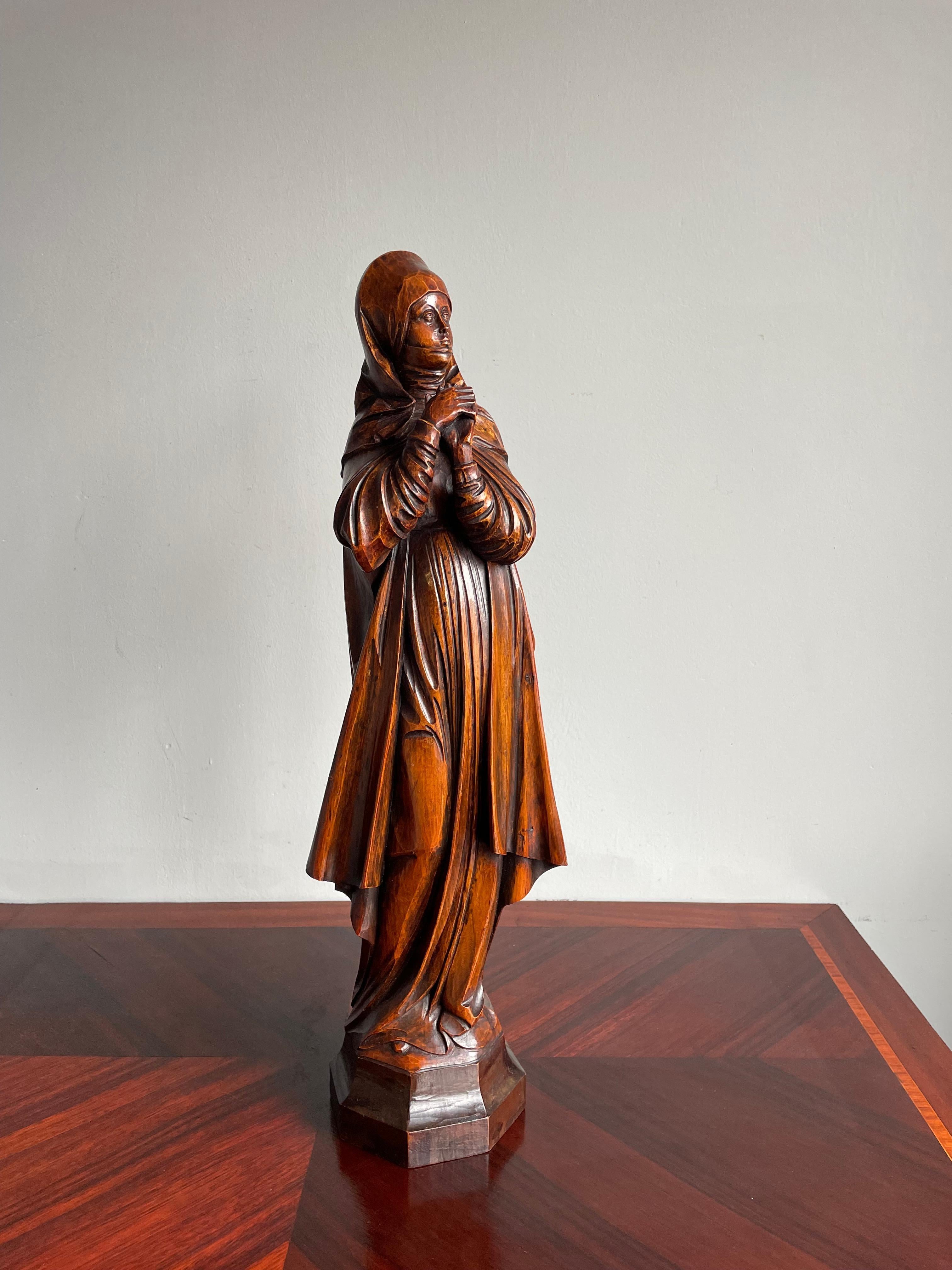 Renaissance Revival 2 Hand Carved Antique Statuette & Sculpture of Saint Teresa of Avila / of Jesus For Sale