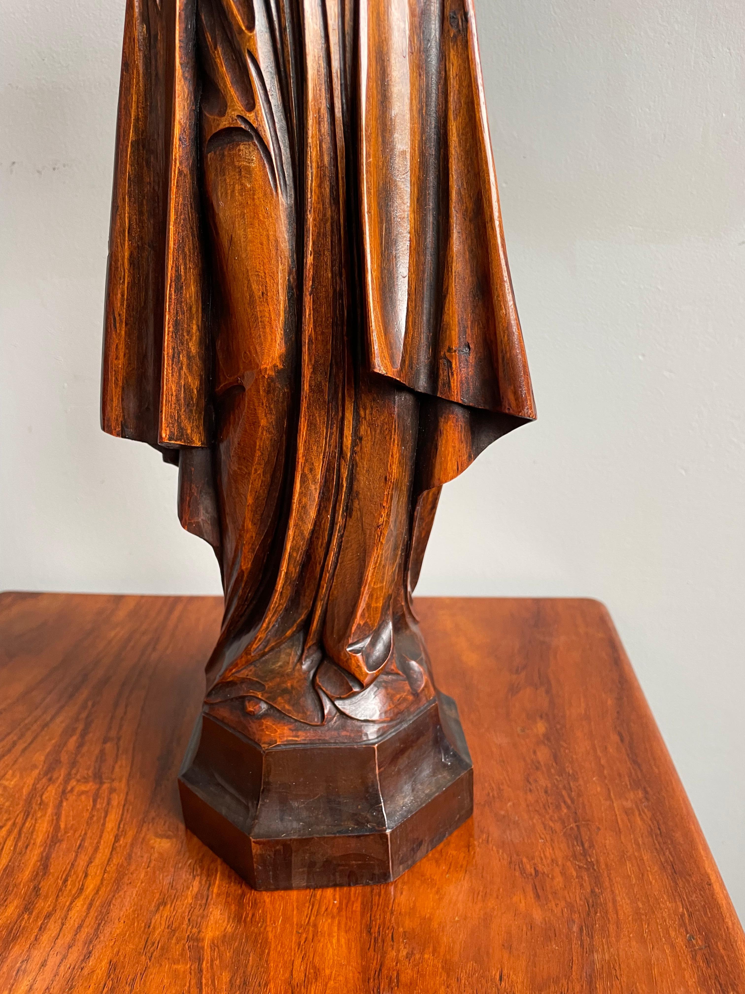 European 2 Hand Carved Antique Statuette & Sculpture of Saint Teresa of Avila / of Jesus For Sale
